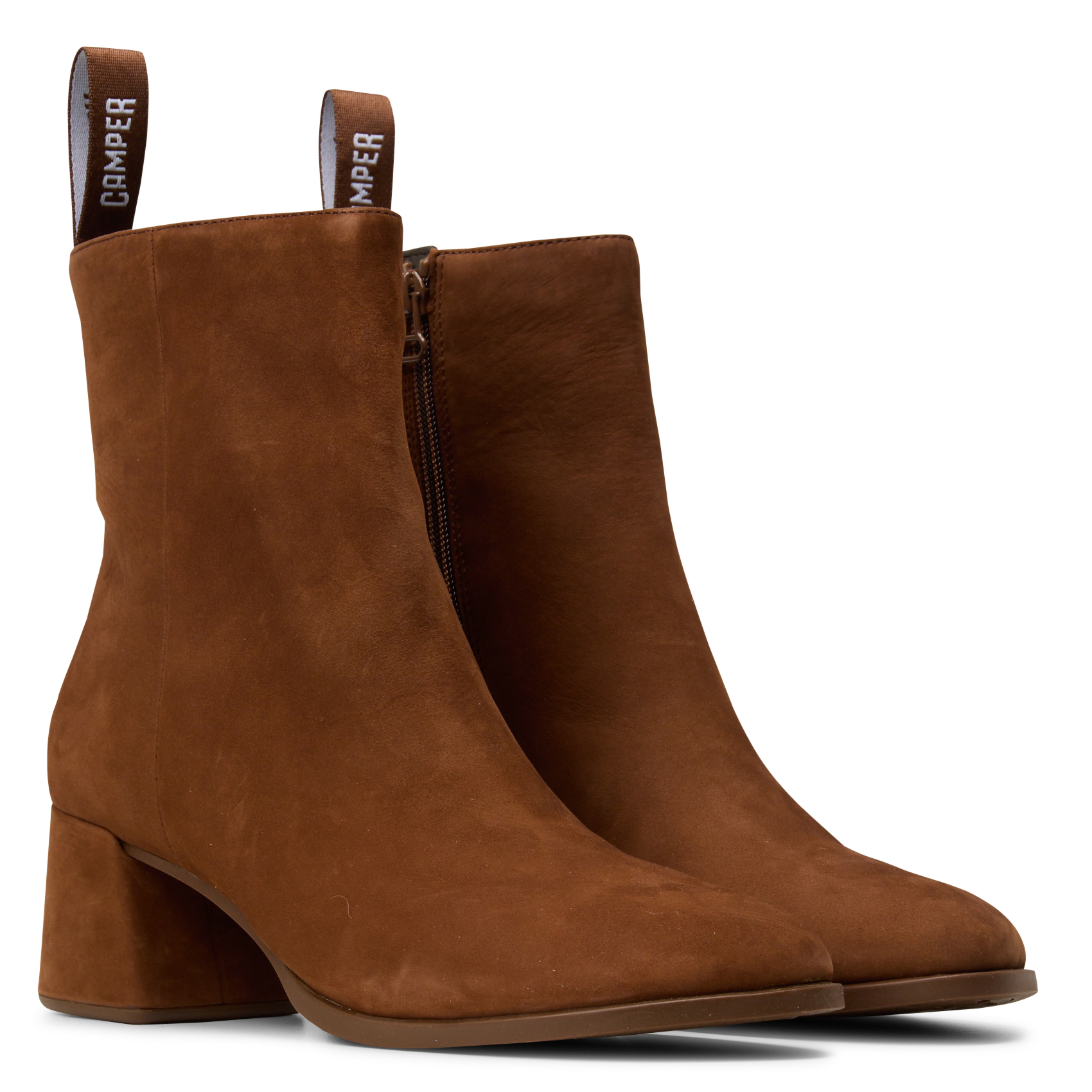 Solid leather heeled ankle boots CAMPER Brown