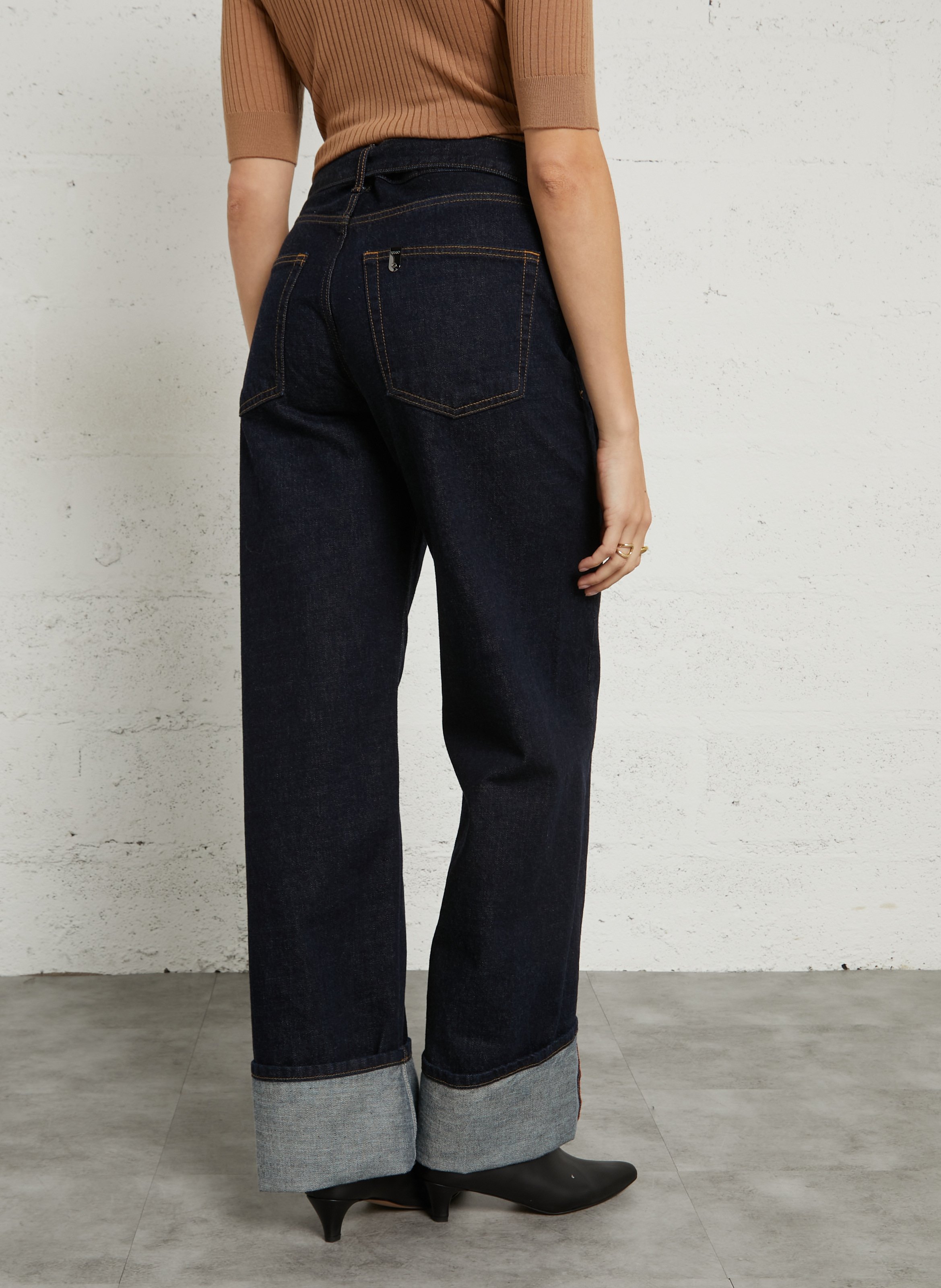 Wide-leg high-waisted cotton jeans LIU JO Blue