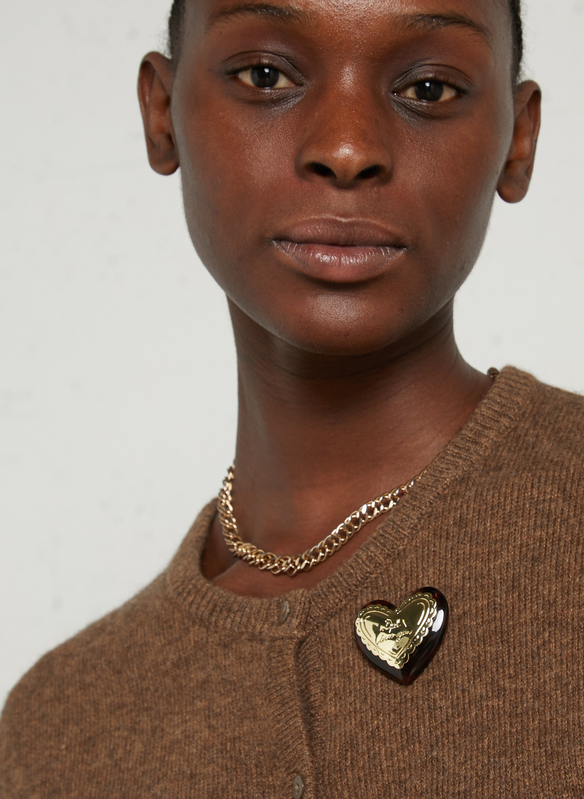 Heart-shaped tortoiseshell brooch DES PETITS HAUTS Golden