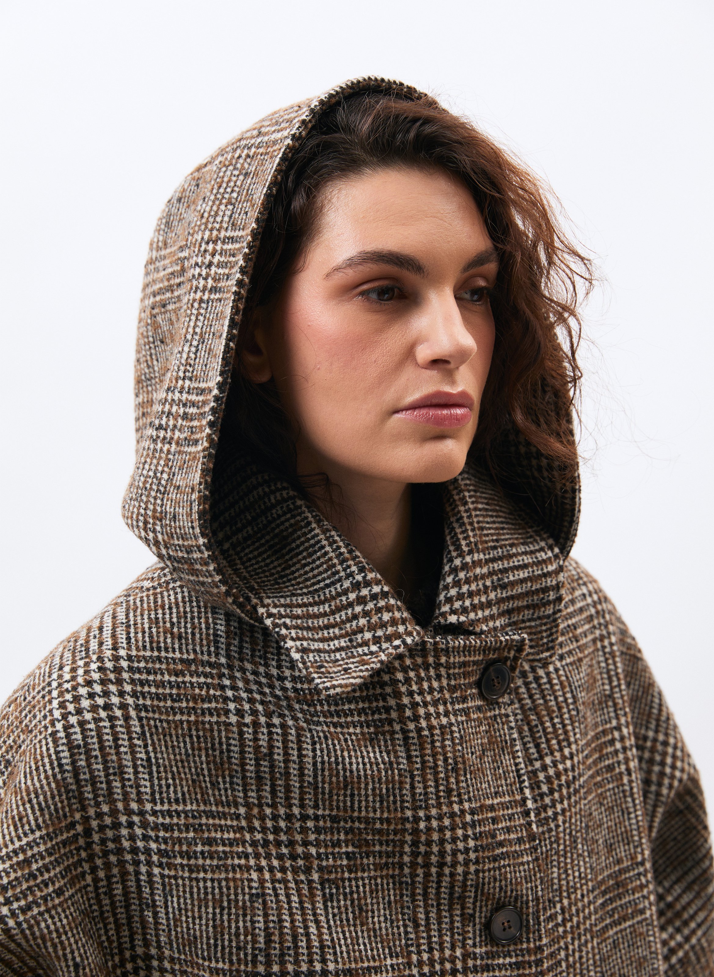 Wool-blend jacket with classic collar HUMILITY Brown