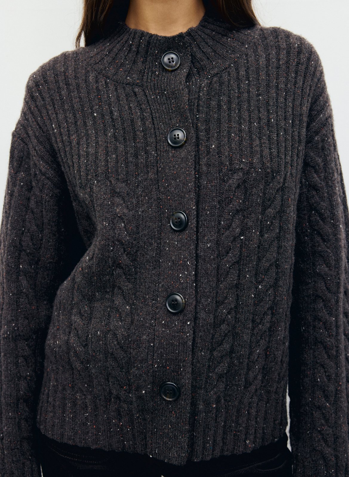 Gilet droit col montant à paillettes en laine GERARD DAREL Marron