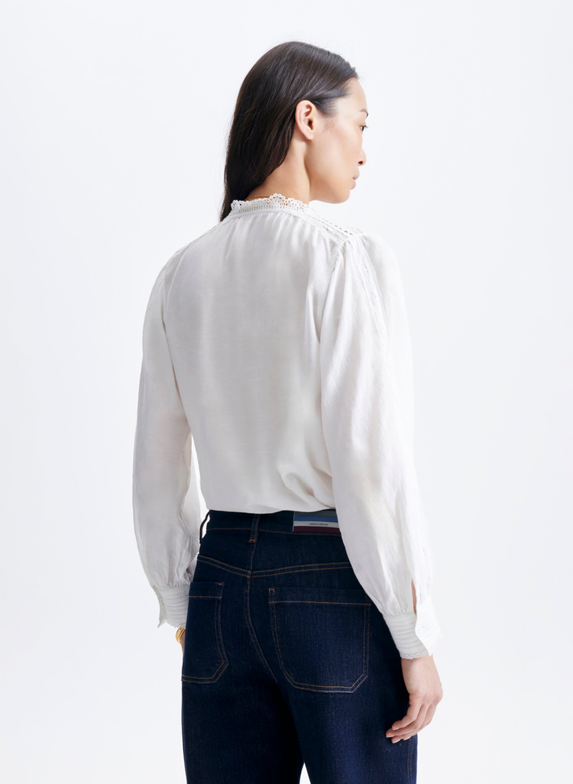 Blusa recta cuello redondo de algodón mezclado VANESSA BRUNO Blanco