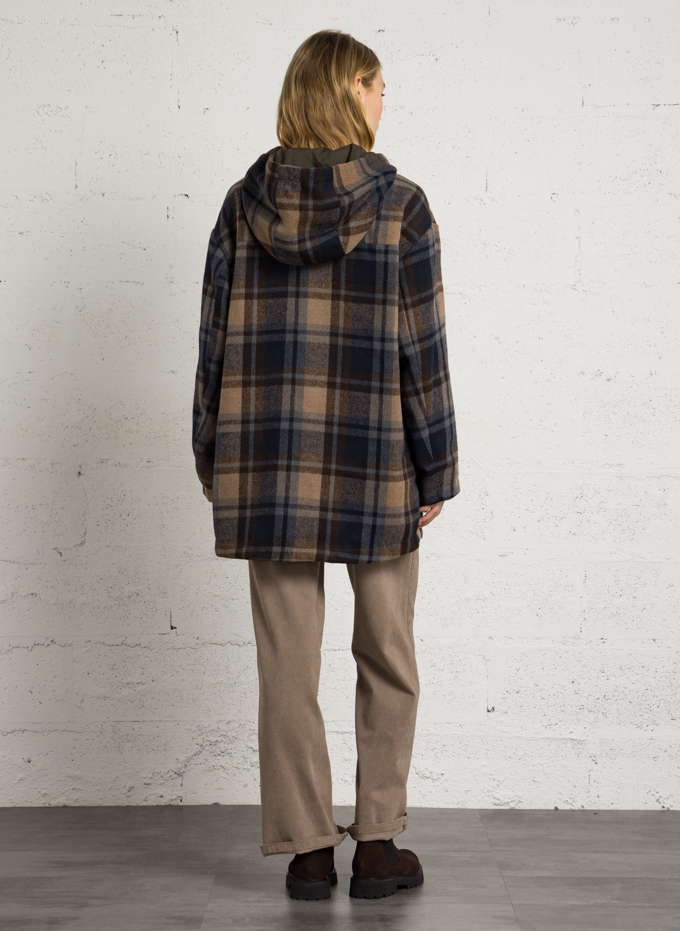 Manteau oversize à carreaux SUD EXPRESS Kaki