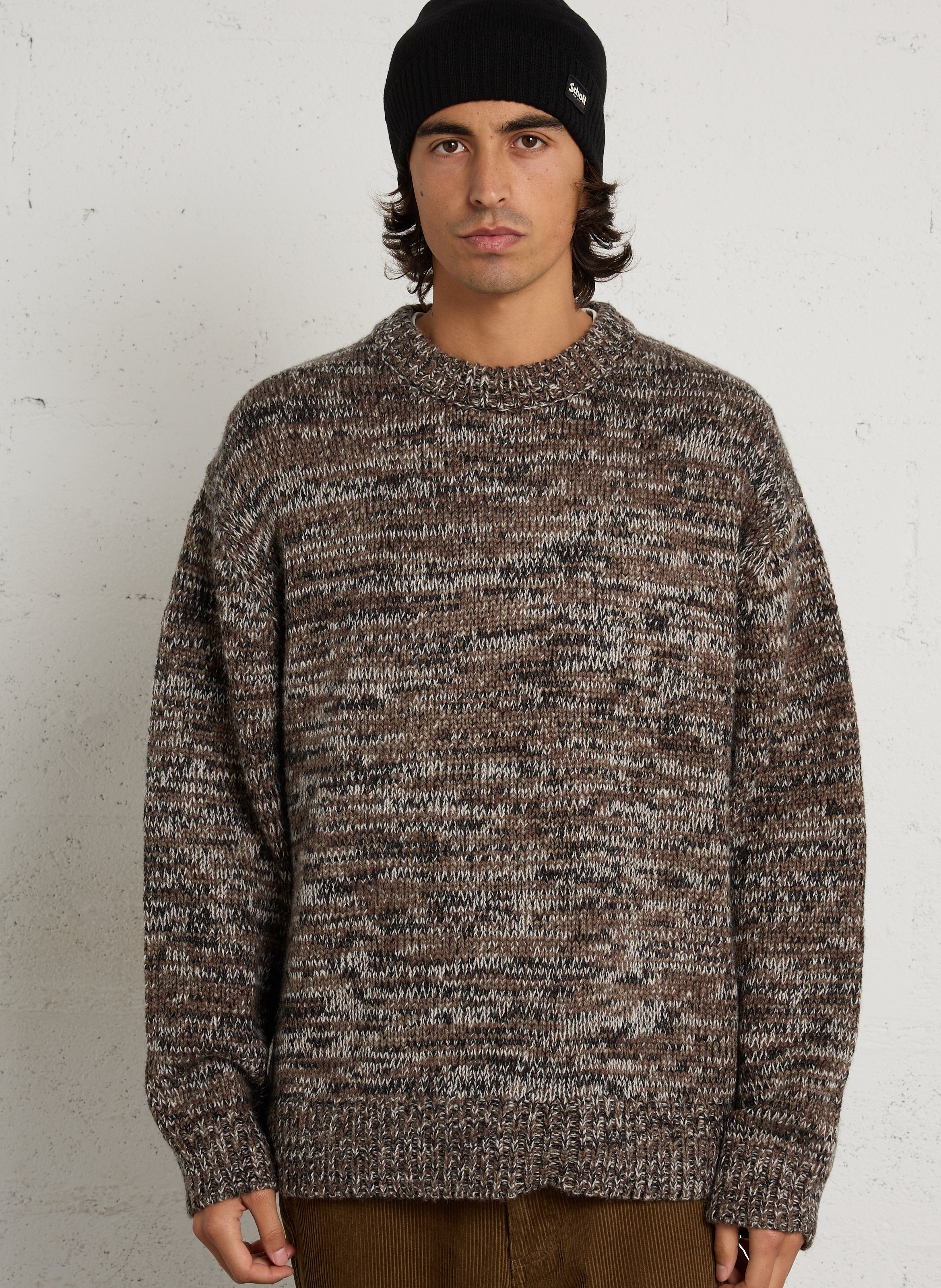 Weiter Pullover mit Rundhalsausschnitt aus Strick SOLID Beige
