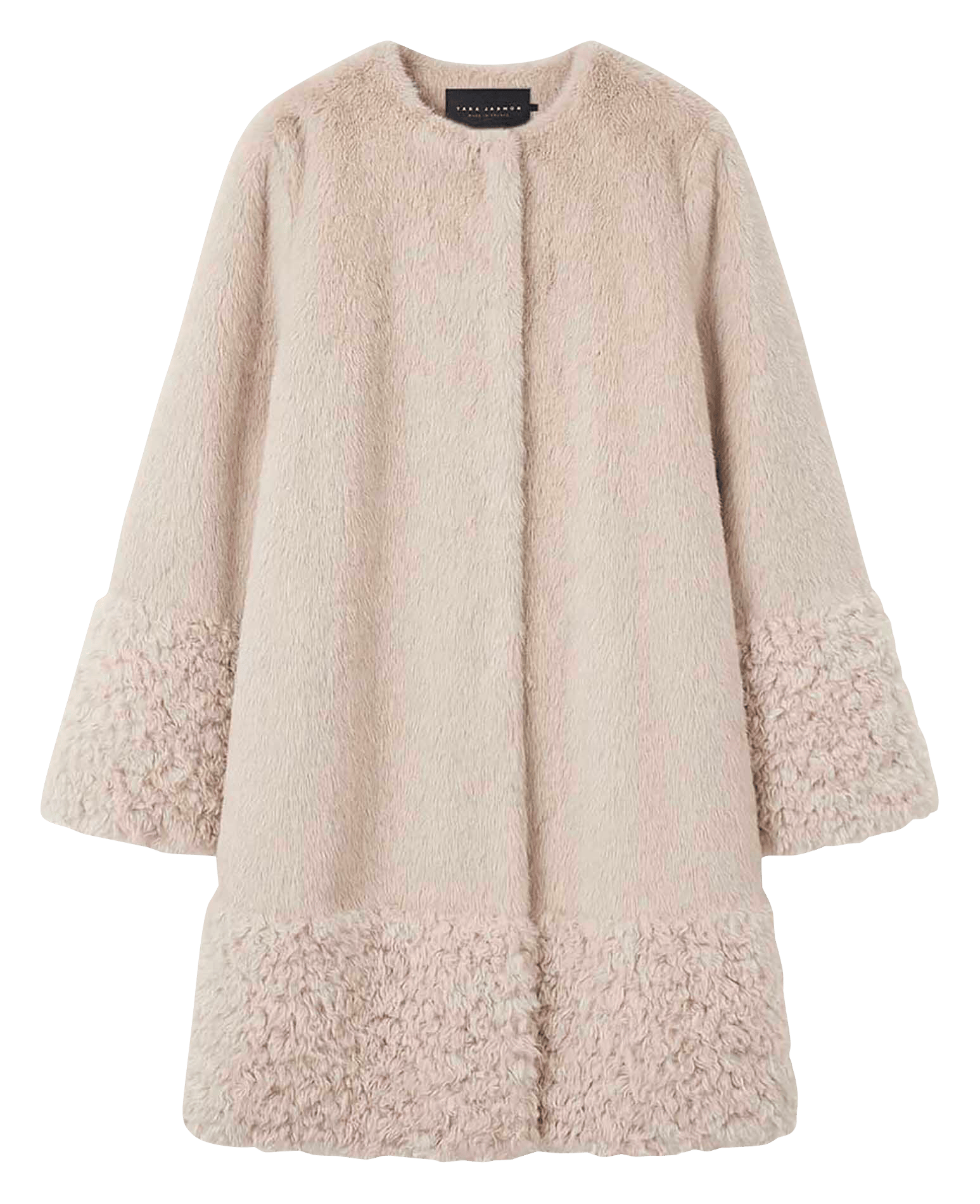 Manteau ample col rond effet fourrure TARA JARMON Beige