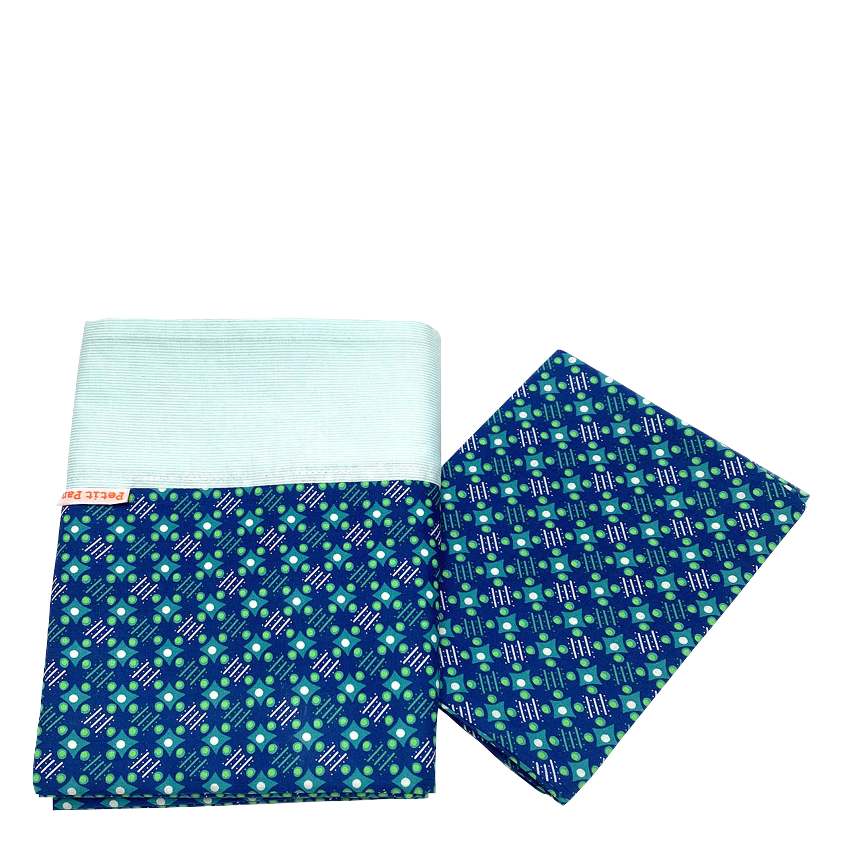 Floral print cotton bedding set  Satellite of love deep blue