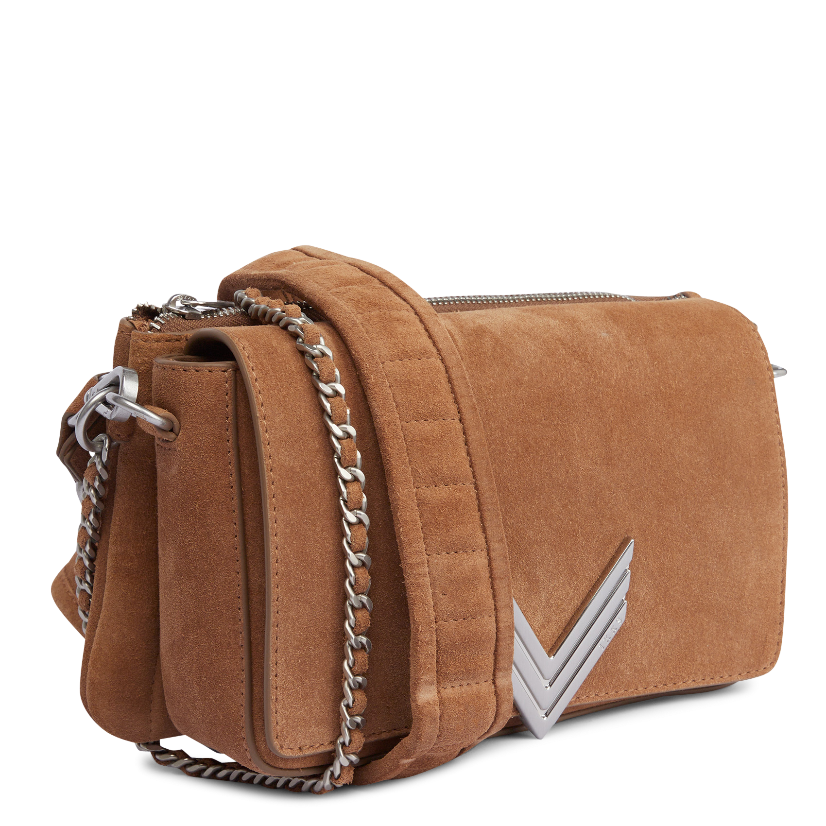 Quilted leather shoulder bag IKKS Brown