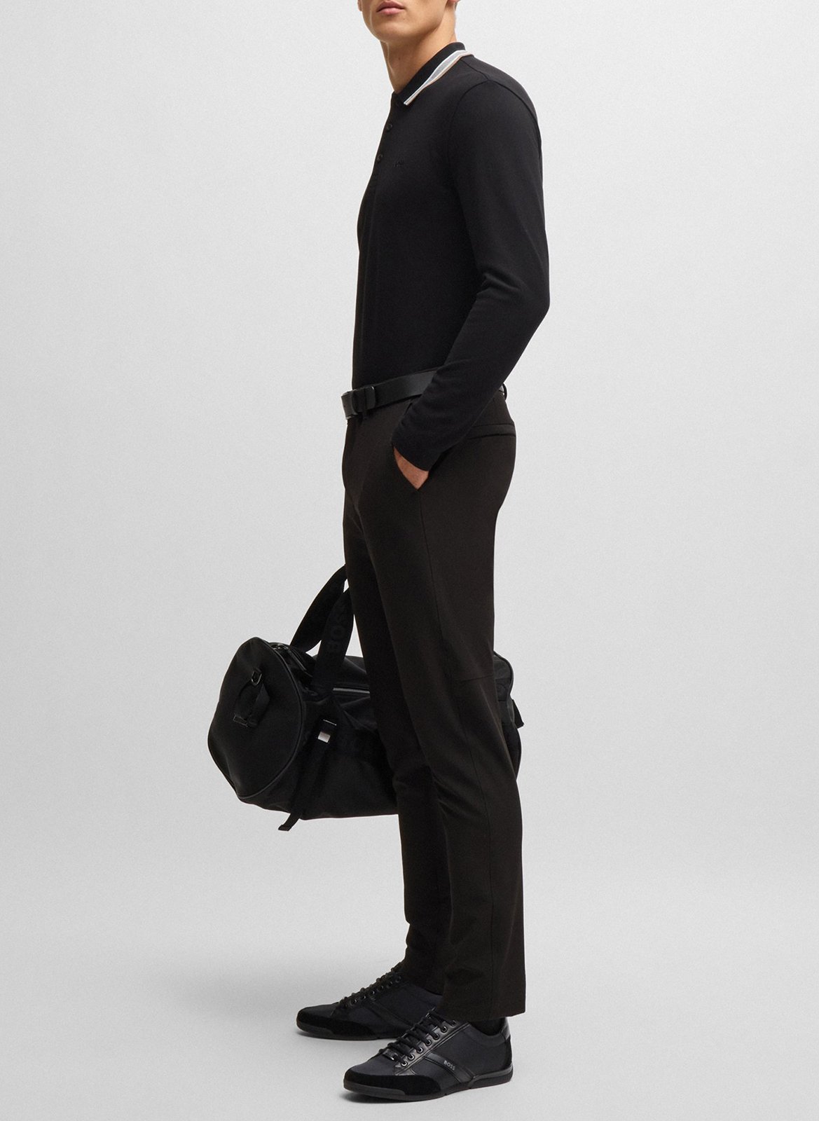 Low-top leather mix sneakers BOSS Black