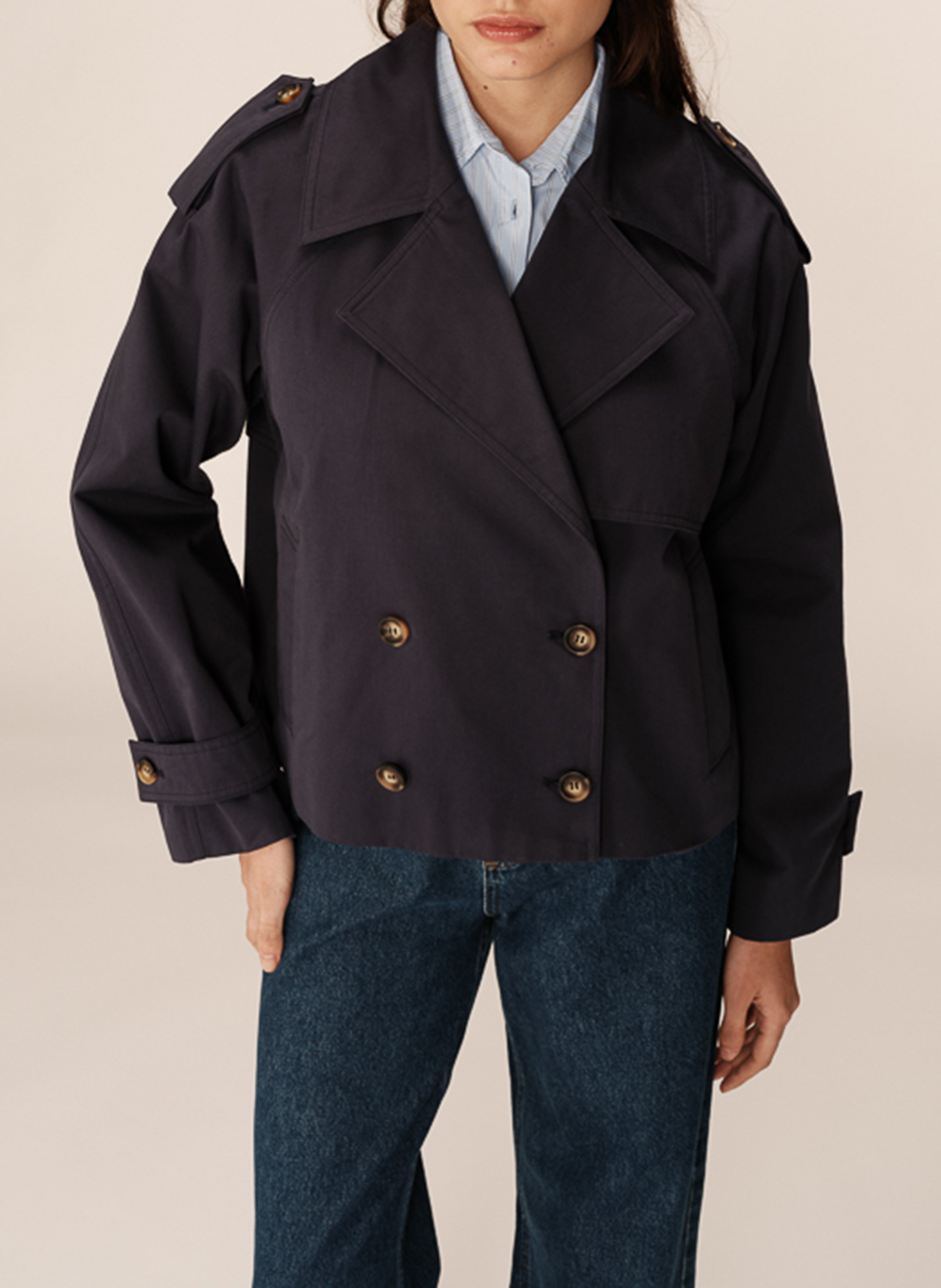 Oversized cotton trench coat GRACE ET MILA Blue