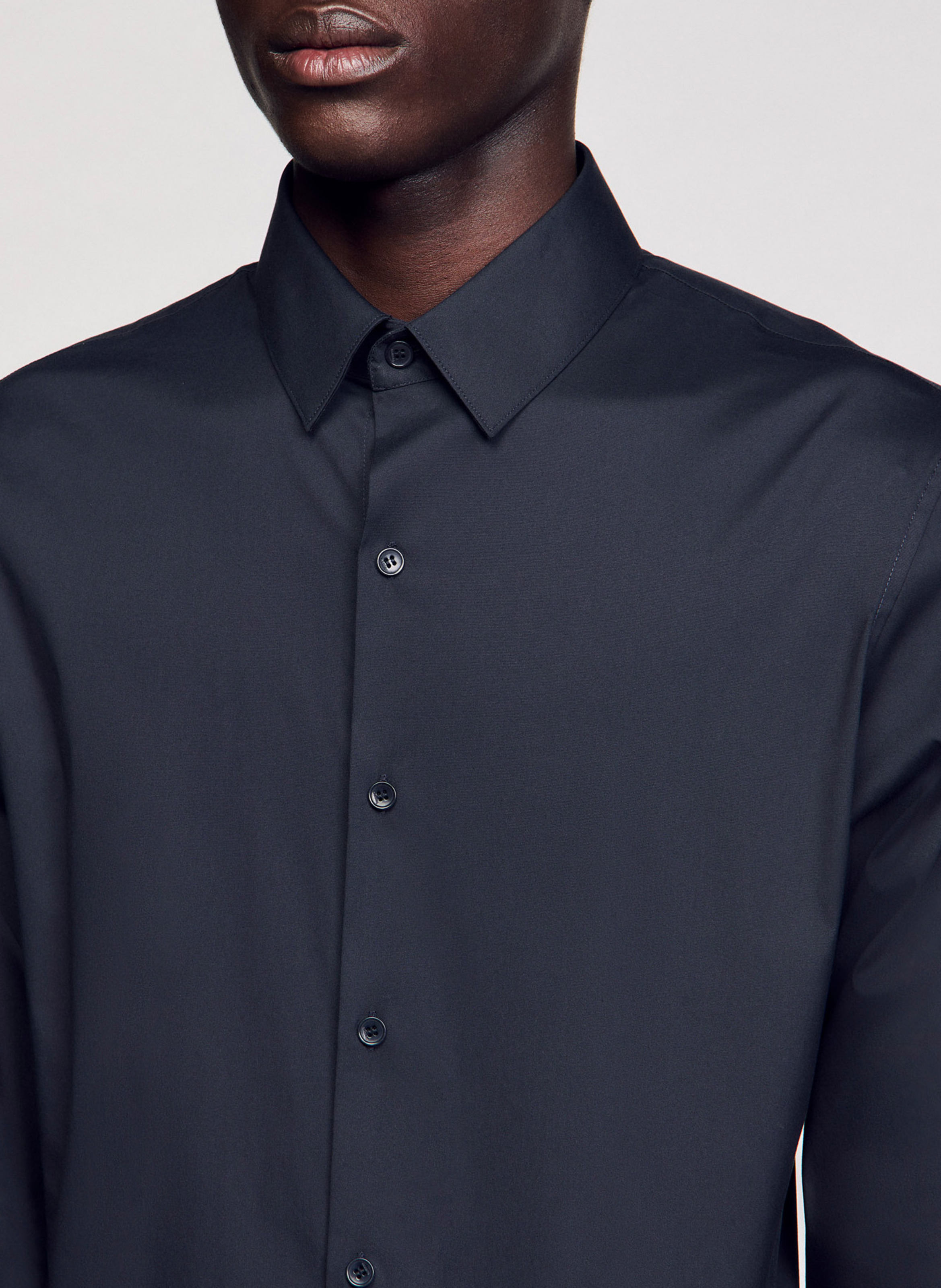 Slim-fit overhemd van stretchkatoen SANDRO Blauw