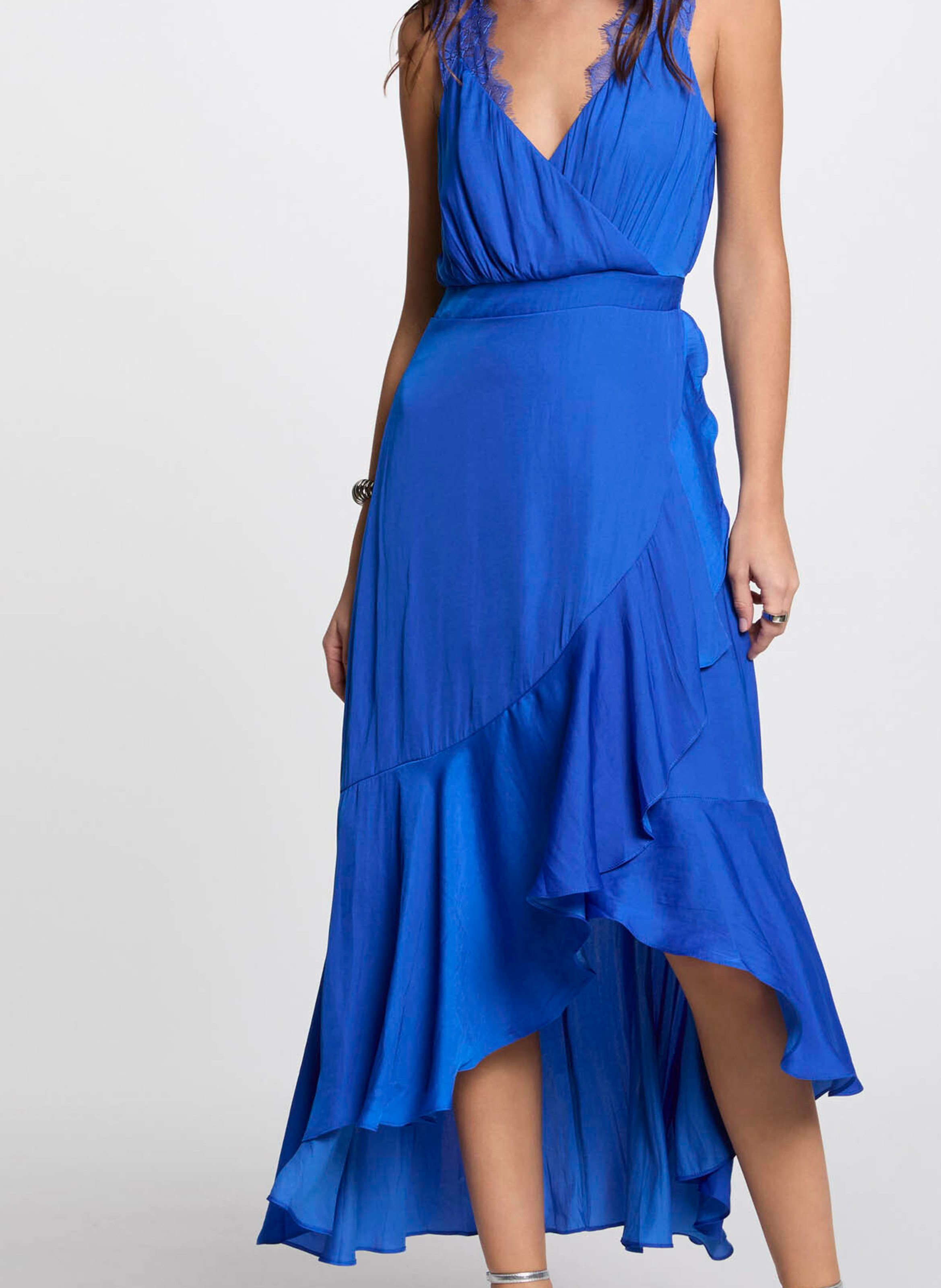 Robe col v asymétrique MORGAN Bleu