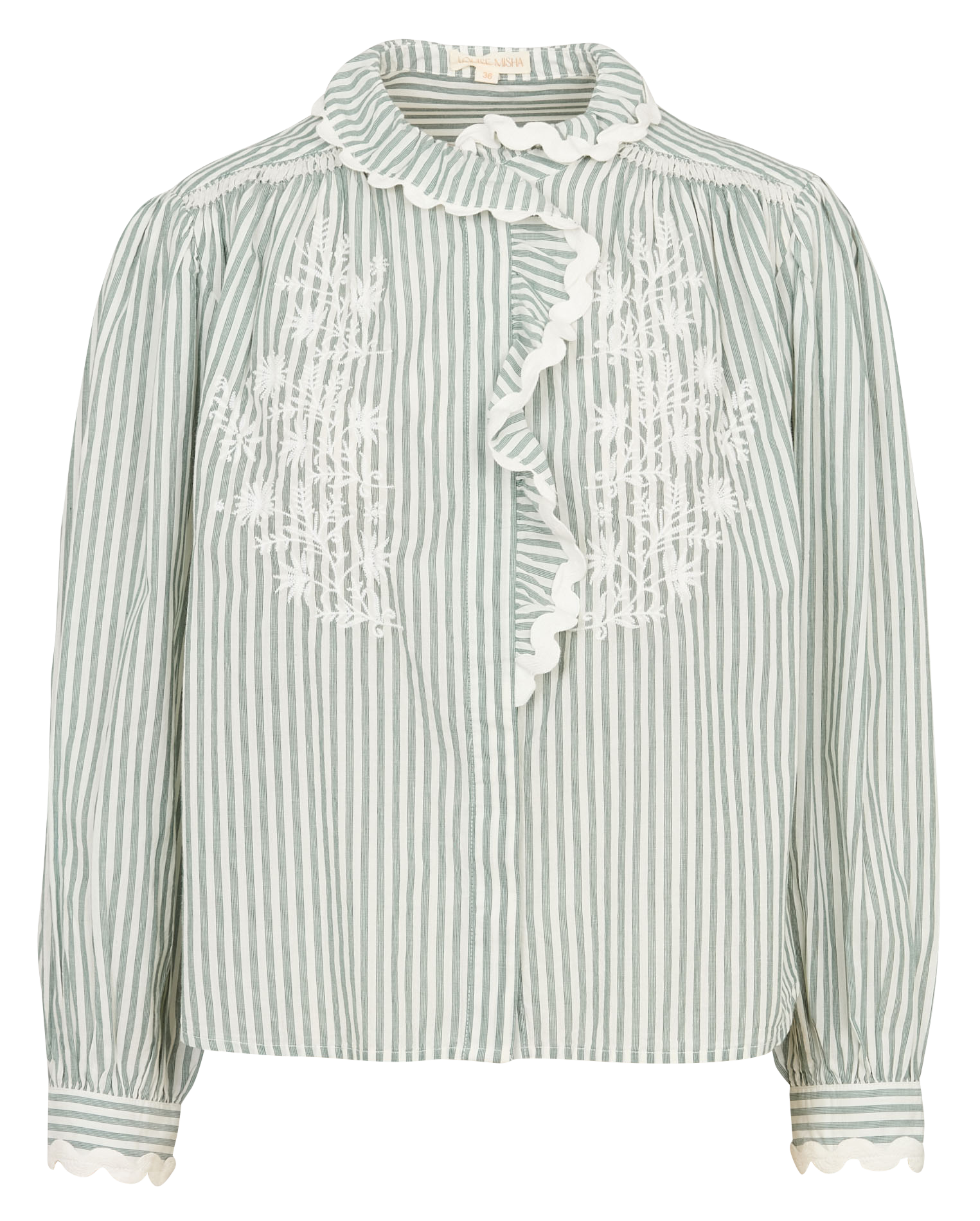 Striped shirt with Victorian collar LOUISE MISHA Green