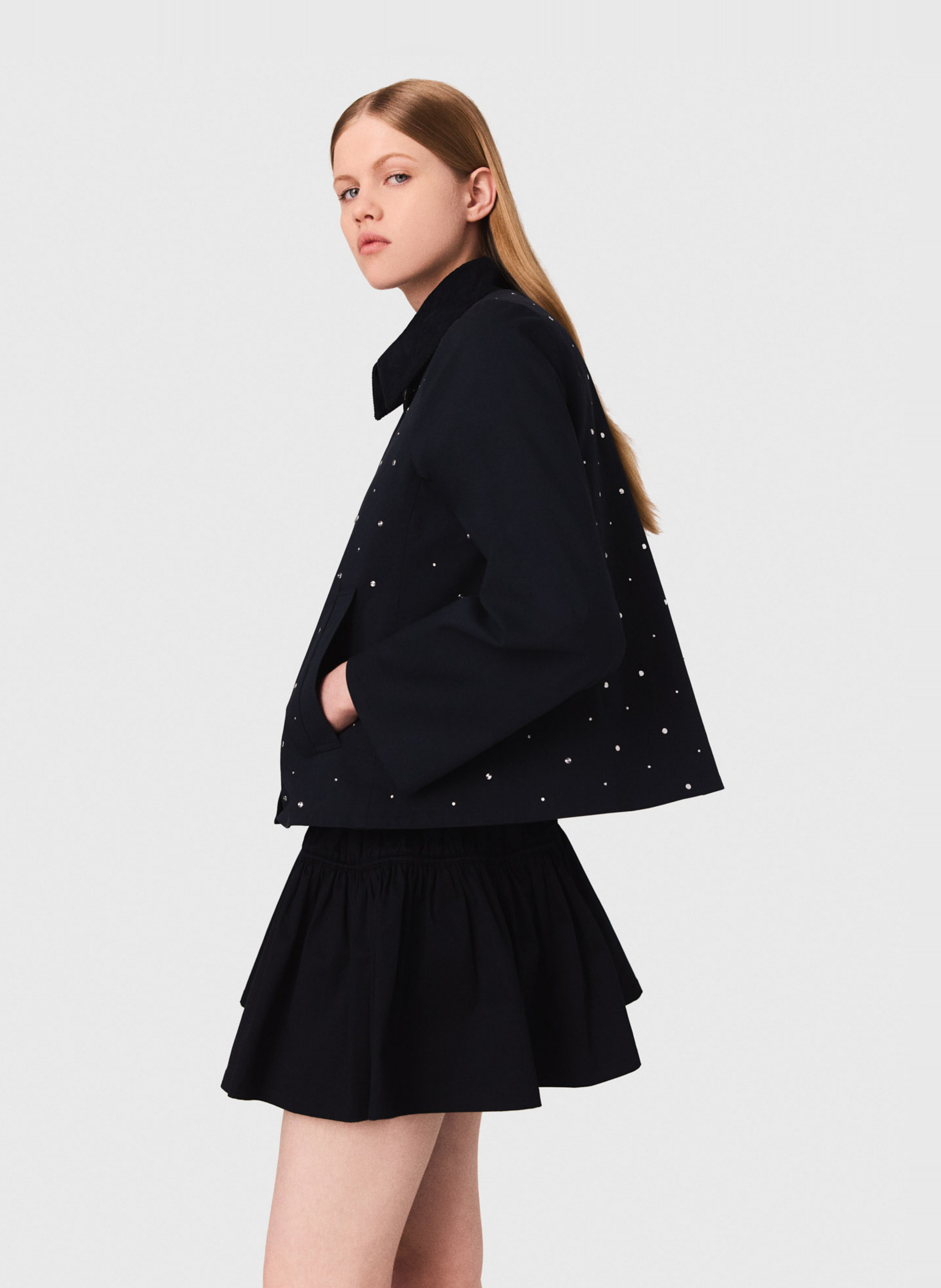 Veste col classique en coton mélangé MAJE Bleu