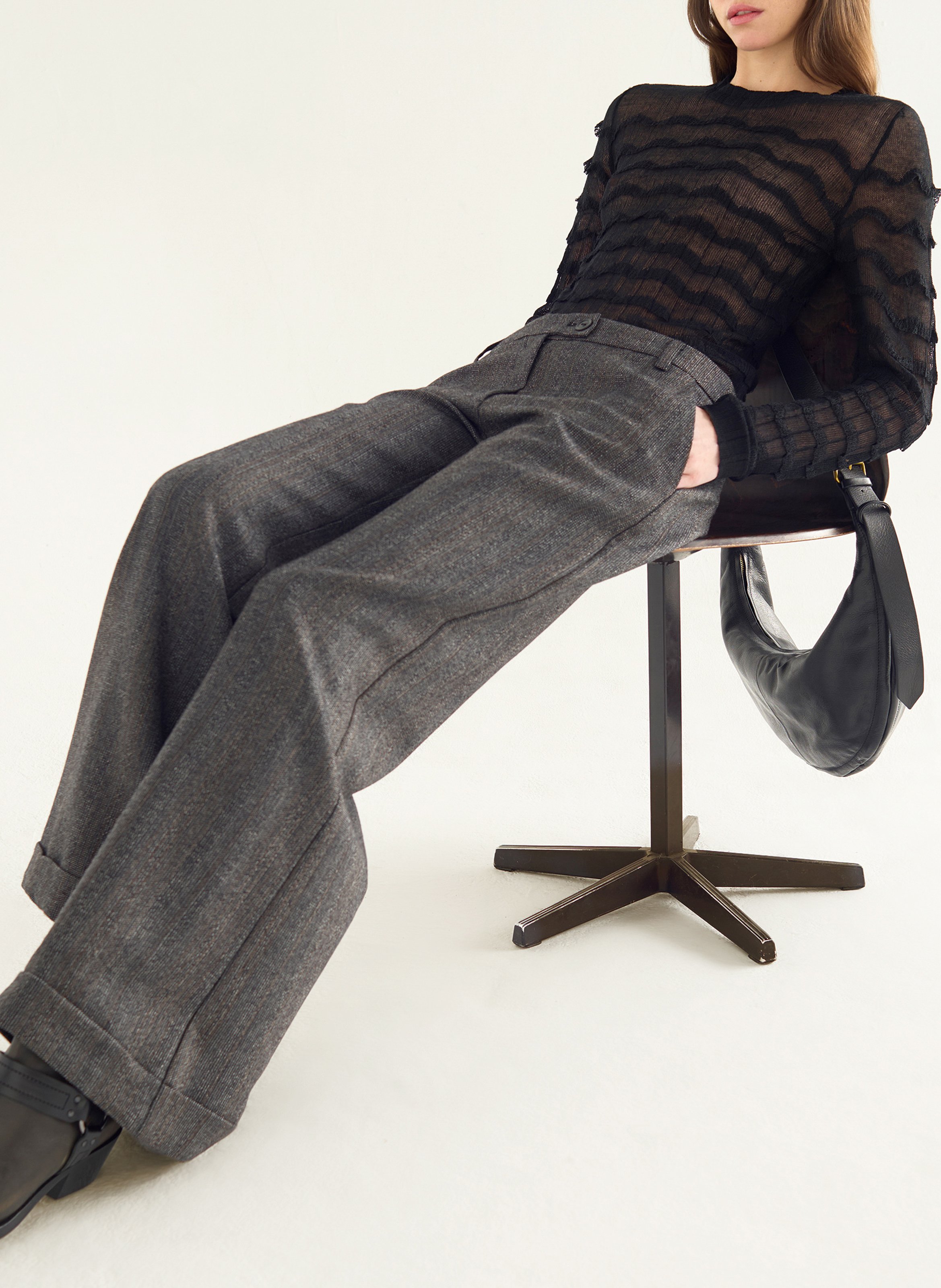 Flared tweed pants COTELAC Black