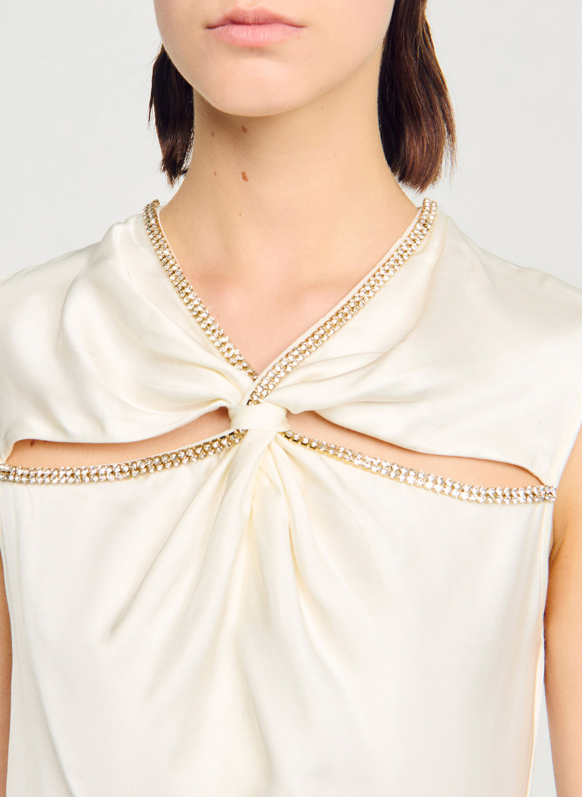 Lange, glanzende jurk SANDRO Wit