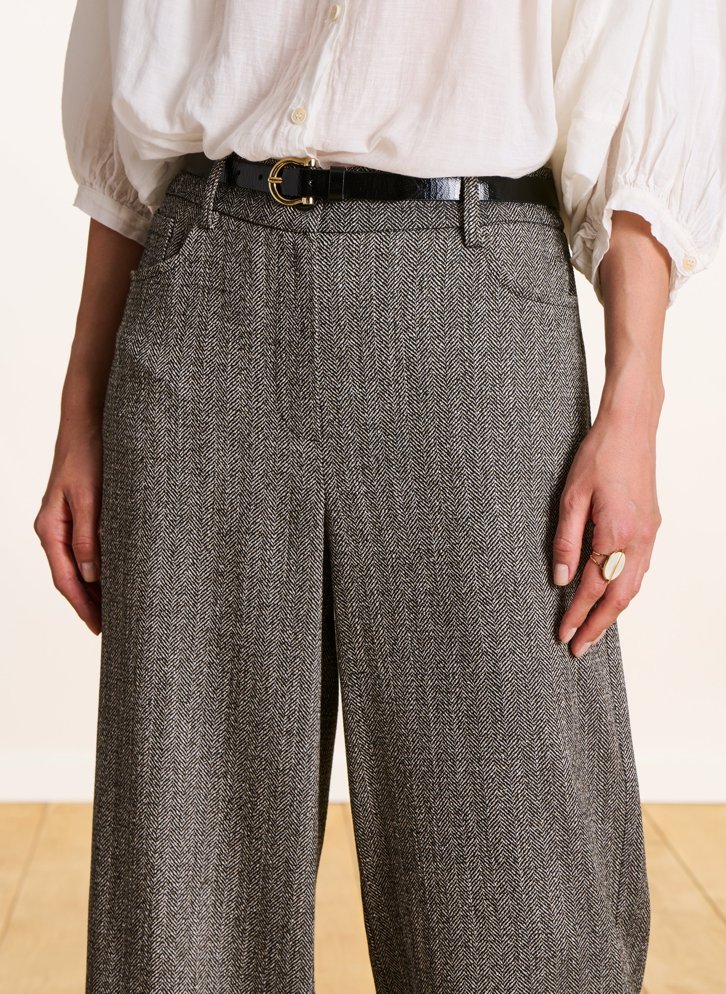 Pantalon large chevrons LA FEE MARABOUTEE Noir