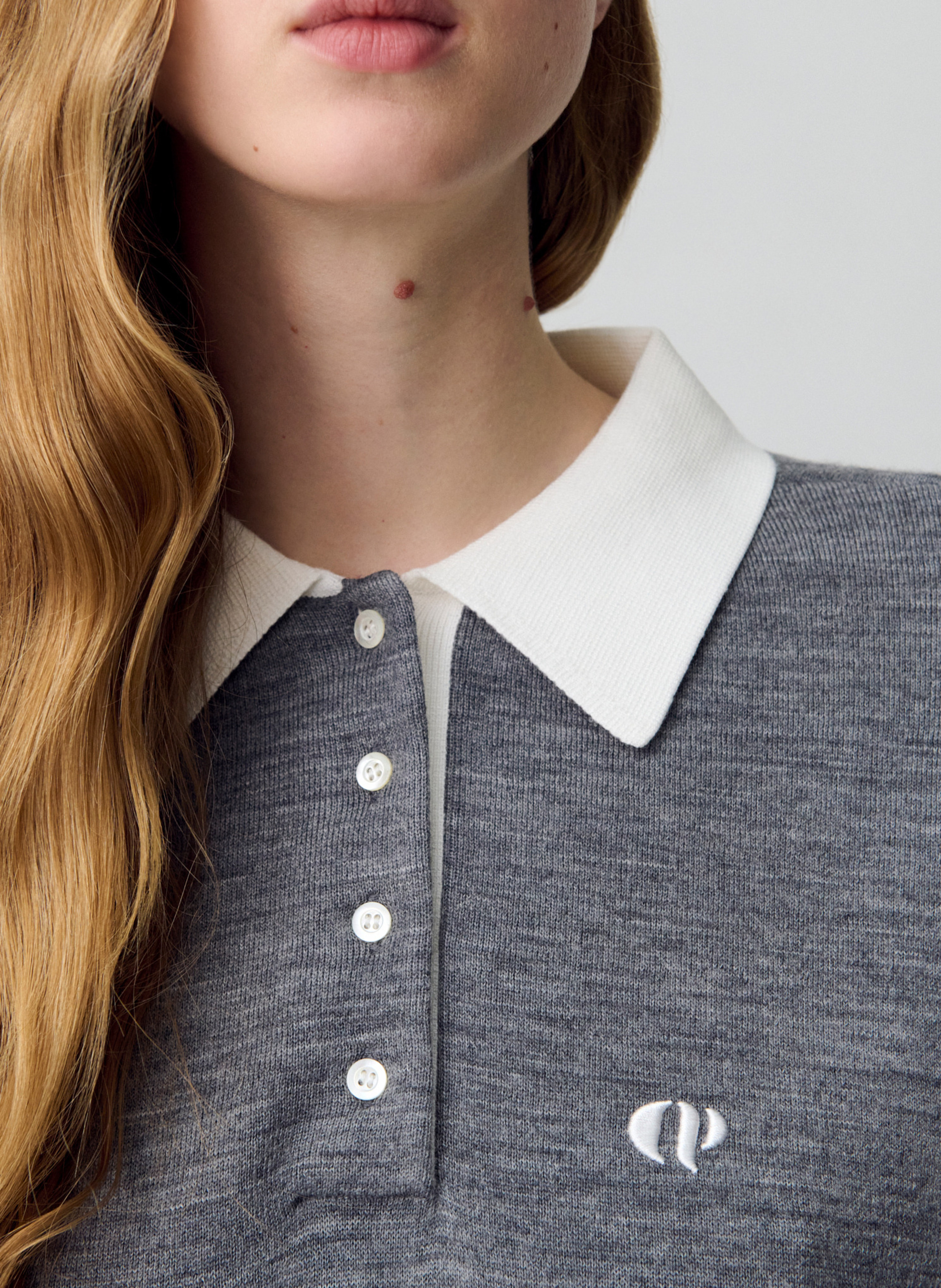 Pull col polo  CLAUDIE PIERLOT Gris