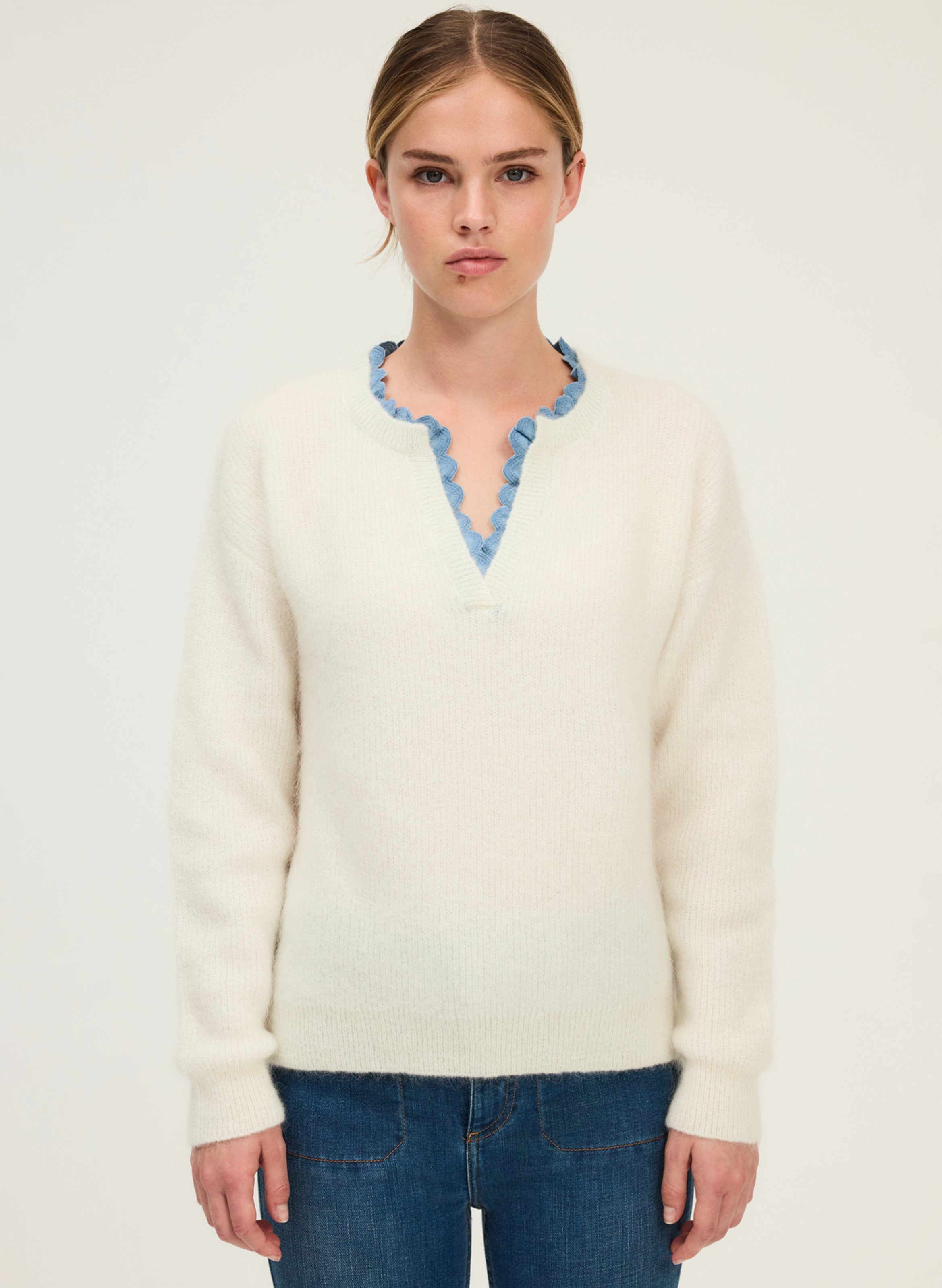 Grandad-collar sweater PABLO Beige