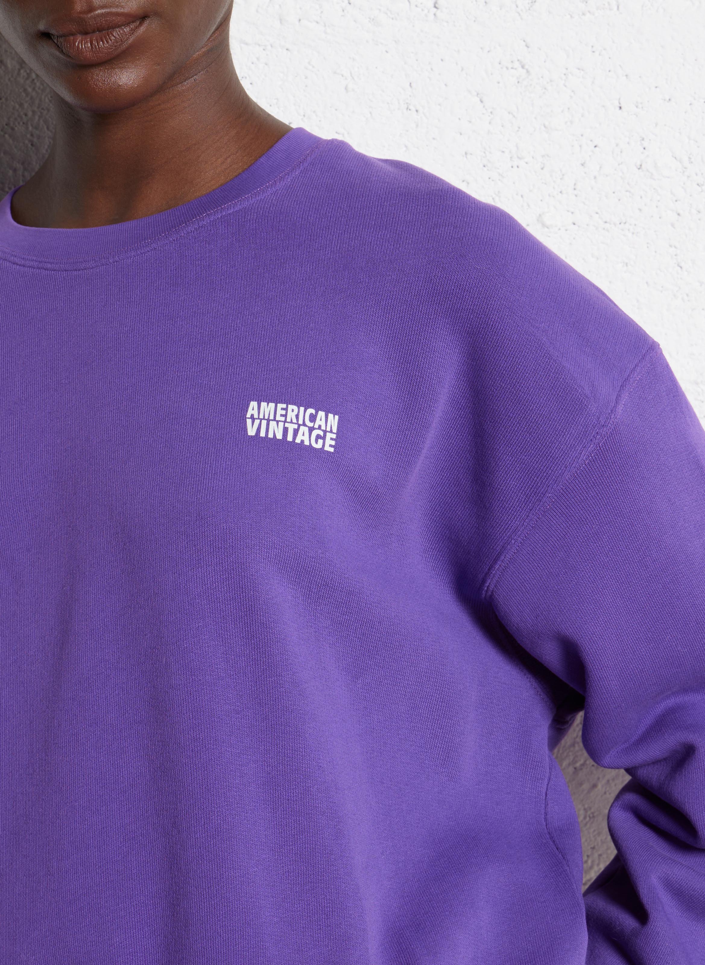 Sweat court col rond en coton mélangé  AMERICAN VINTAGE Violet