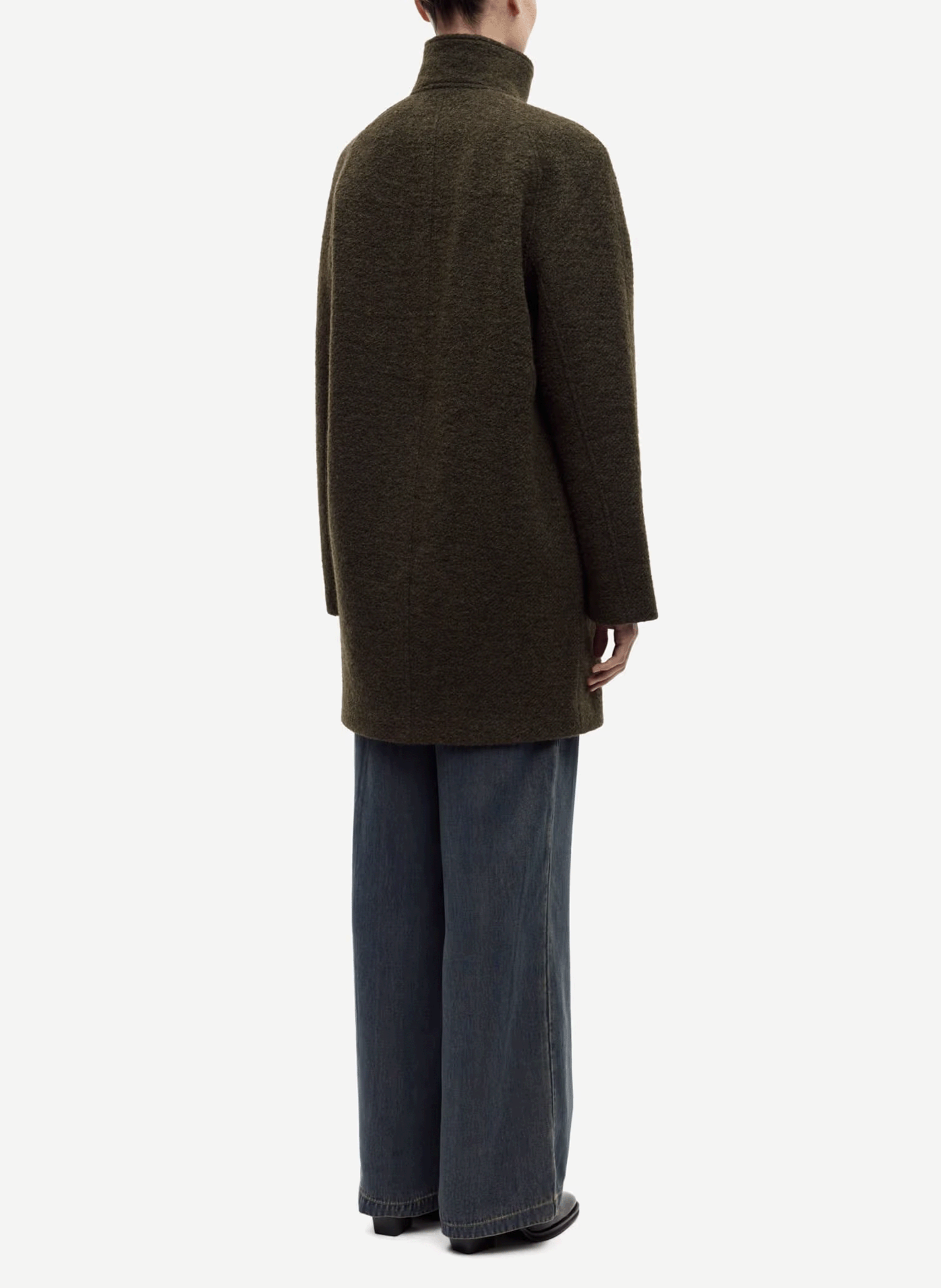 Manteau en laine mélangé col montant SAMSOE SAMSOE Vert