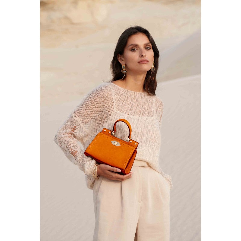 Handbag - cowhide leather POURCHET Orange