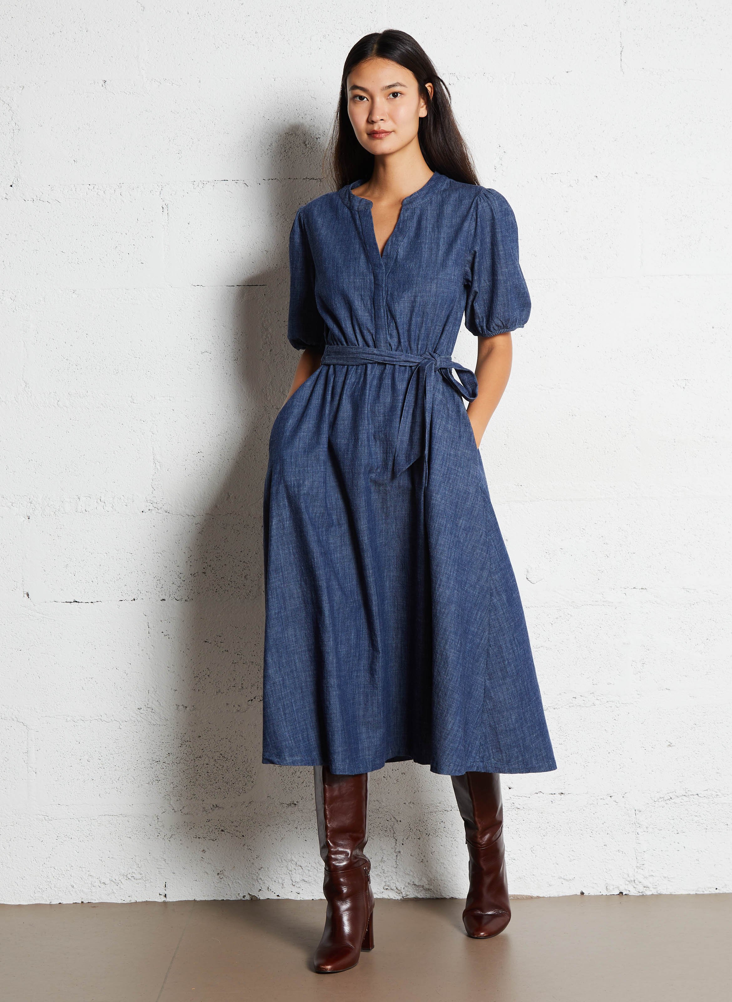 Robe longue en coton mélangé MAISON 123 Gris