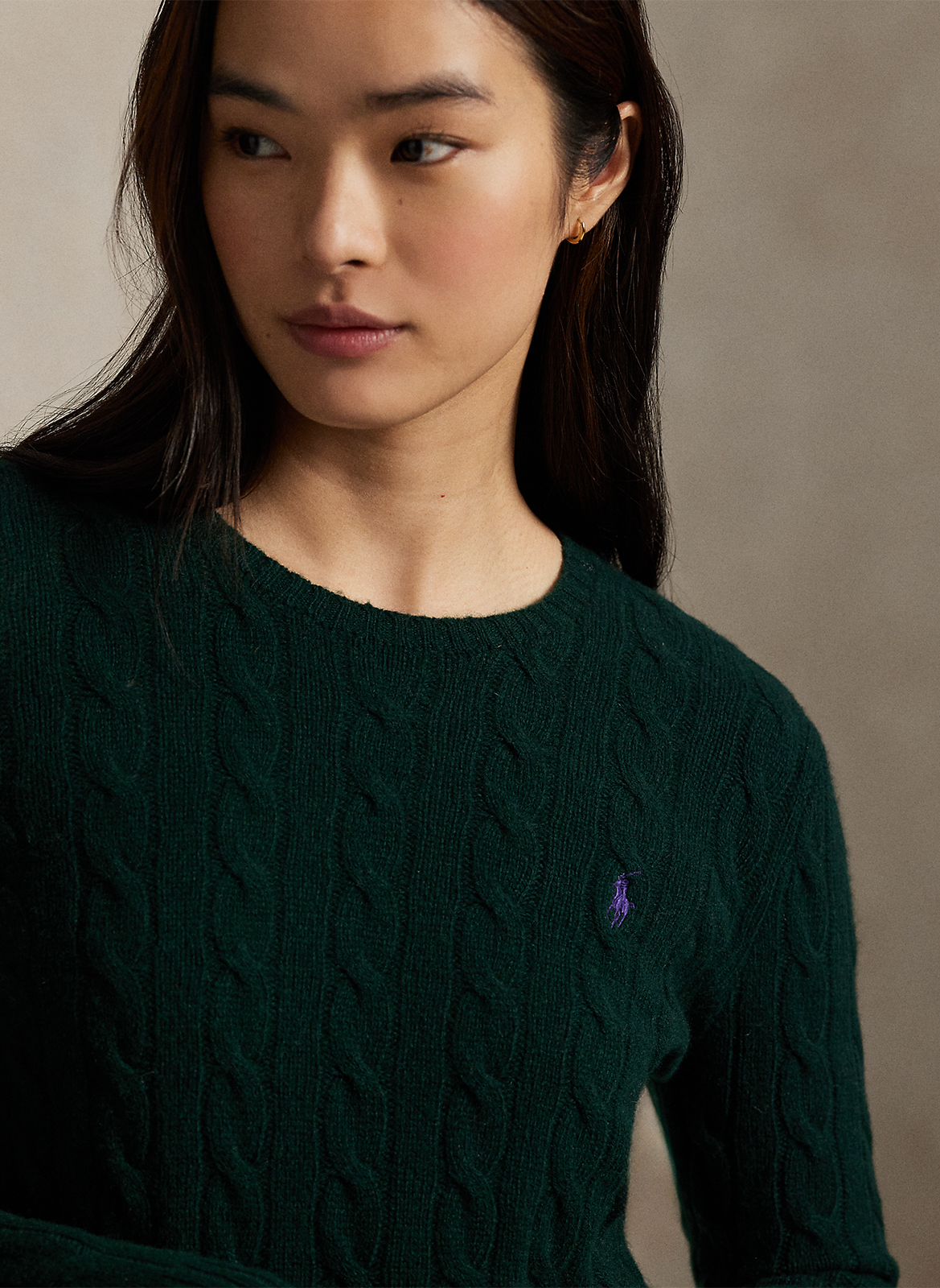 Pull col rond en laine et en cachemire mélangés  POLO RALPH LAUREN Vert