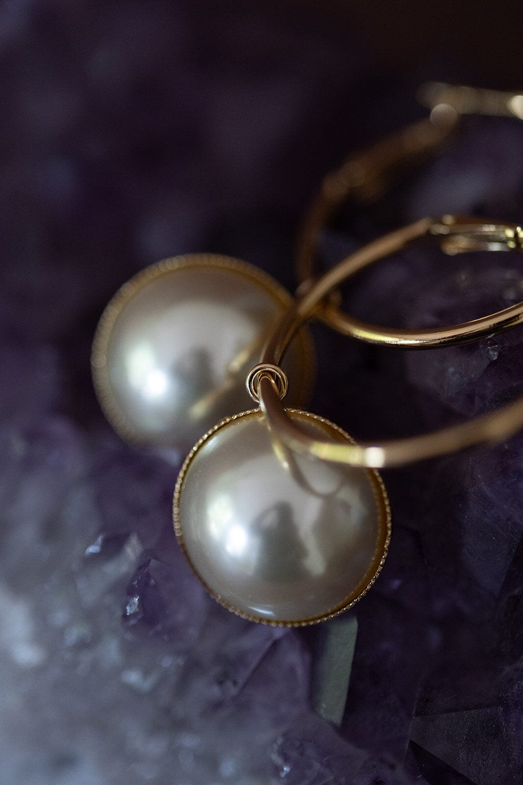 Small gold-plated hoop earrings with pearls MONSIEUR SIMONE Golden