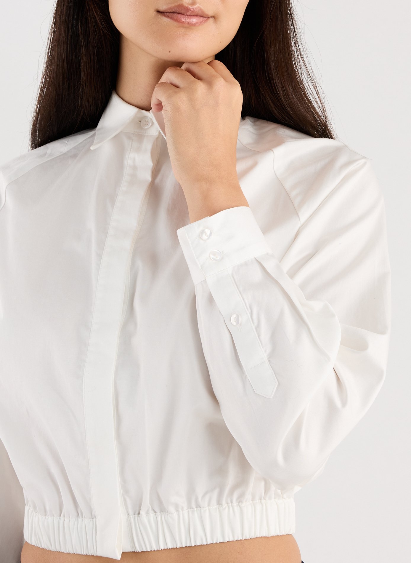 Cropped cotton shirt SAISON 1865 White