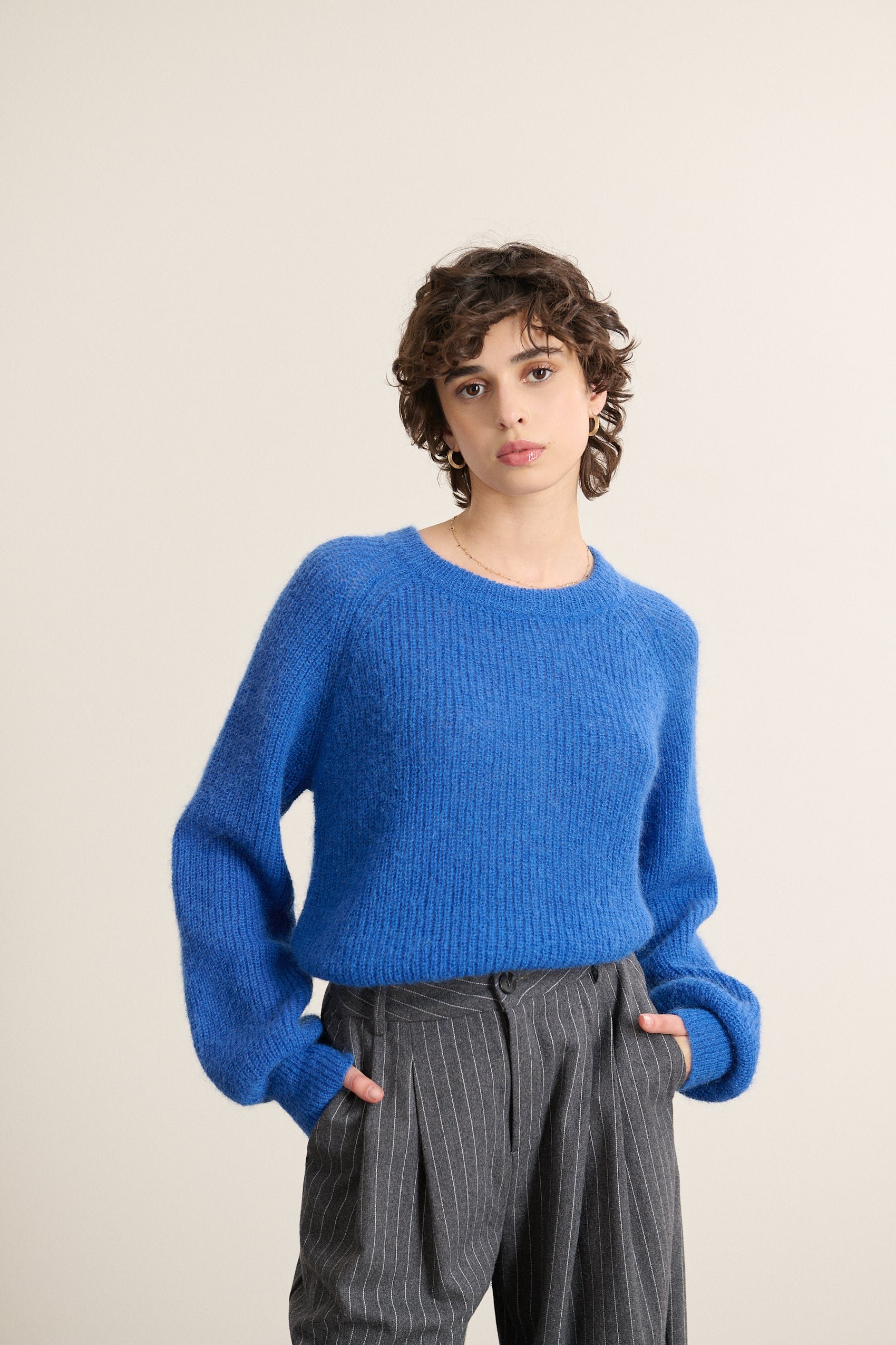 Buttoned round neck sweater GARANCE PARIS Blue