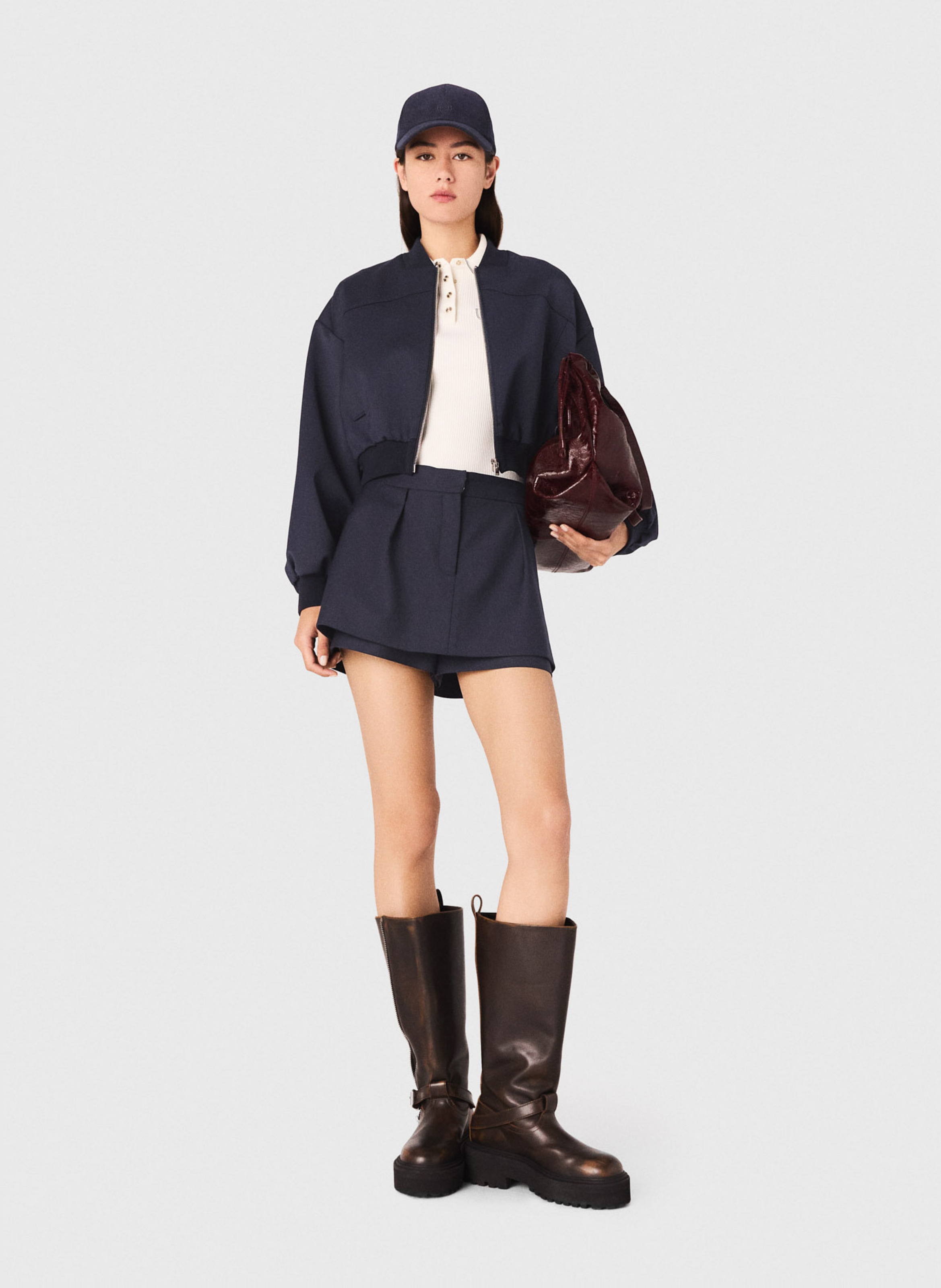 Blouson oversize col teddy MAJE Bleu