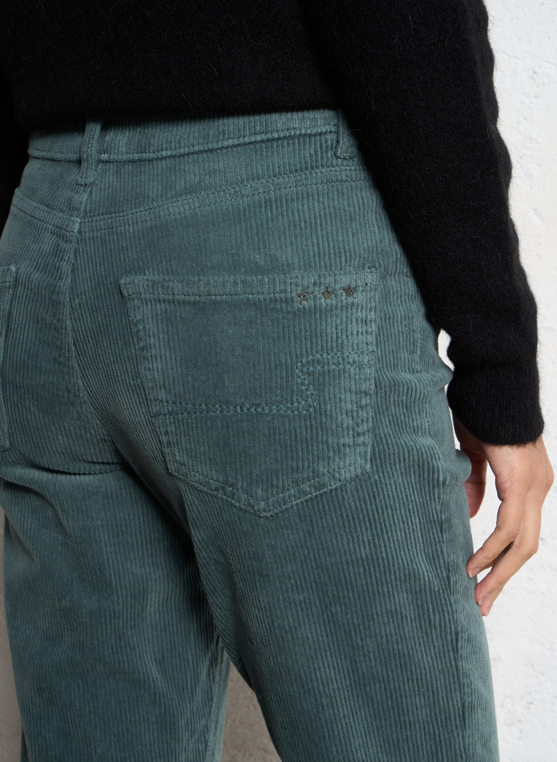 Pantalon droit velours côtelé en coton stretch  SUD EXPRESS Gris