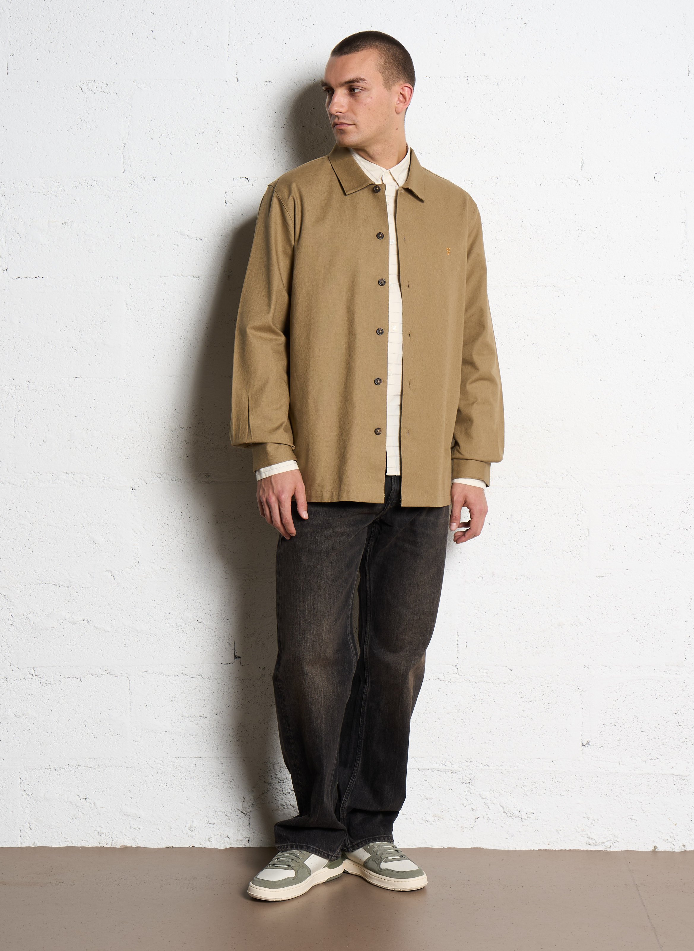 Surchemise oversize en coton FARAH Beige