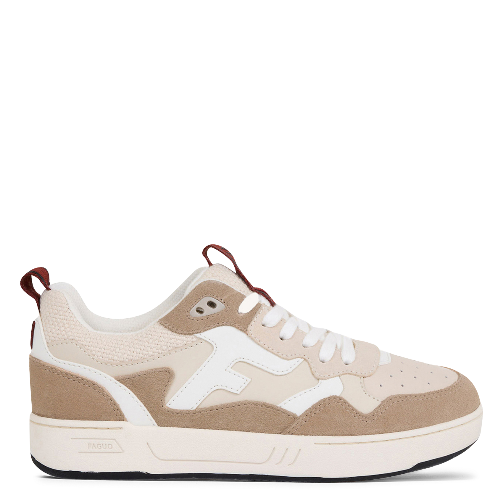 Niedrige Sneaker aus Leder-Mix FAGUO Beige