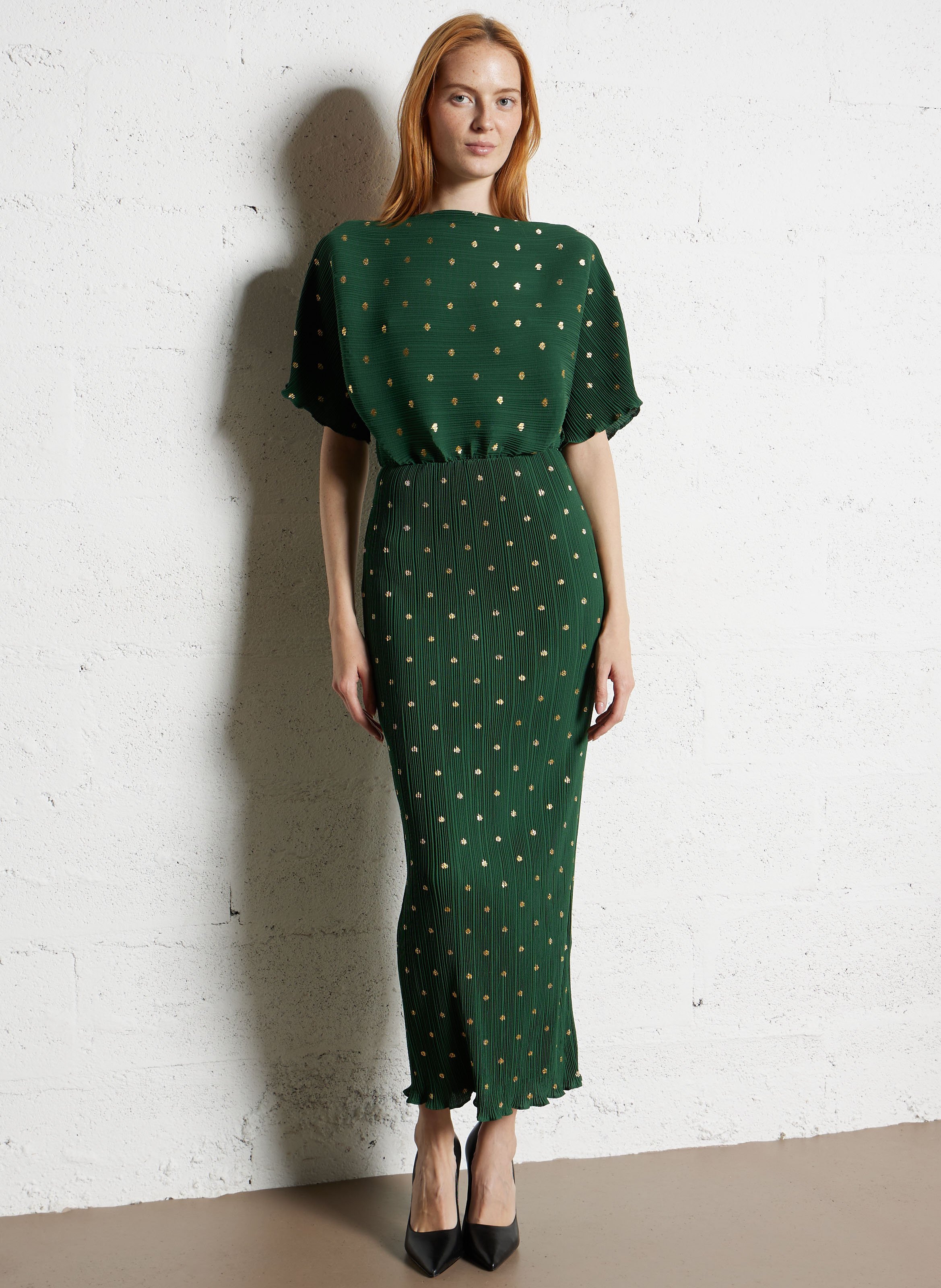Robe longue plissée NEVER FULLY DRESSED Vert