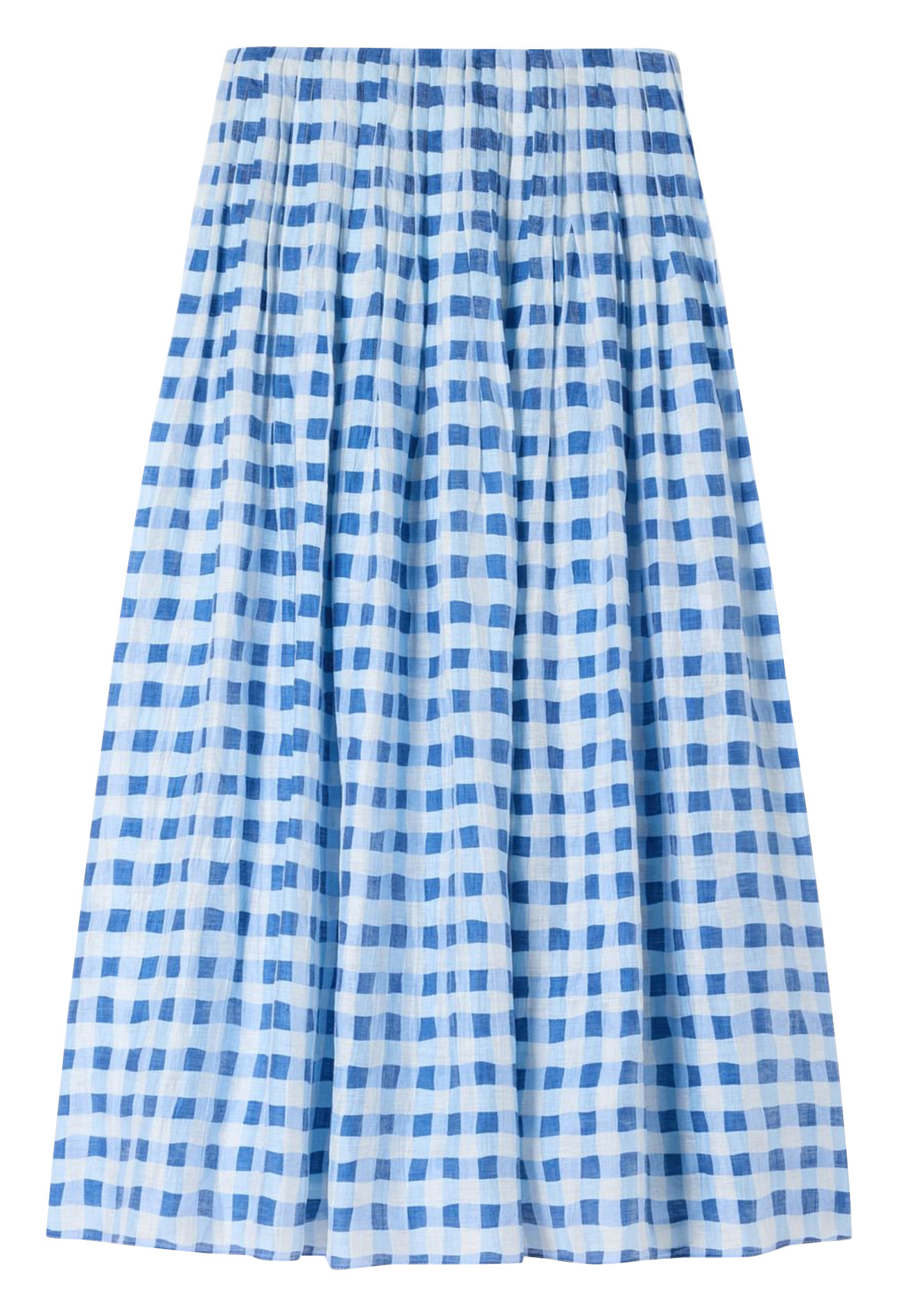 Jupe midi carreaux de Vichy en lin mélangé SANDRO Bleu