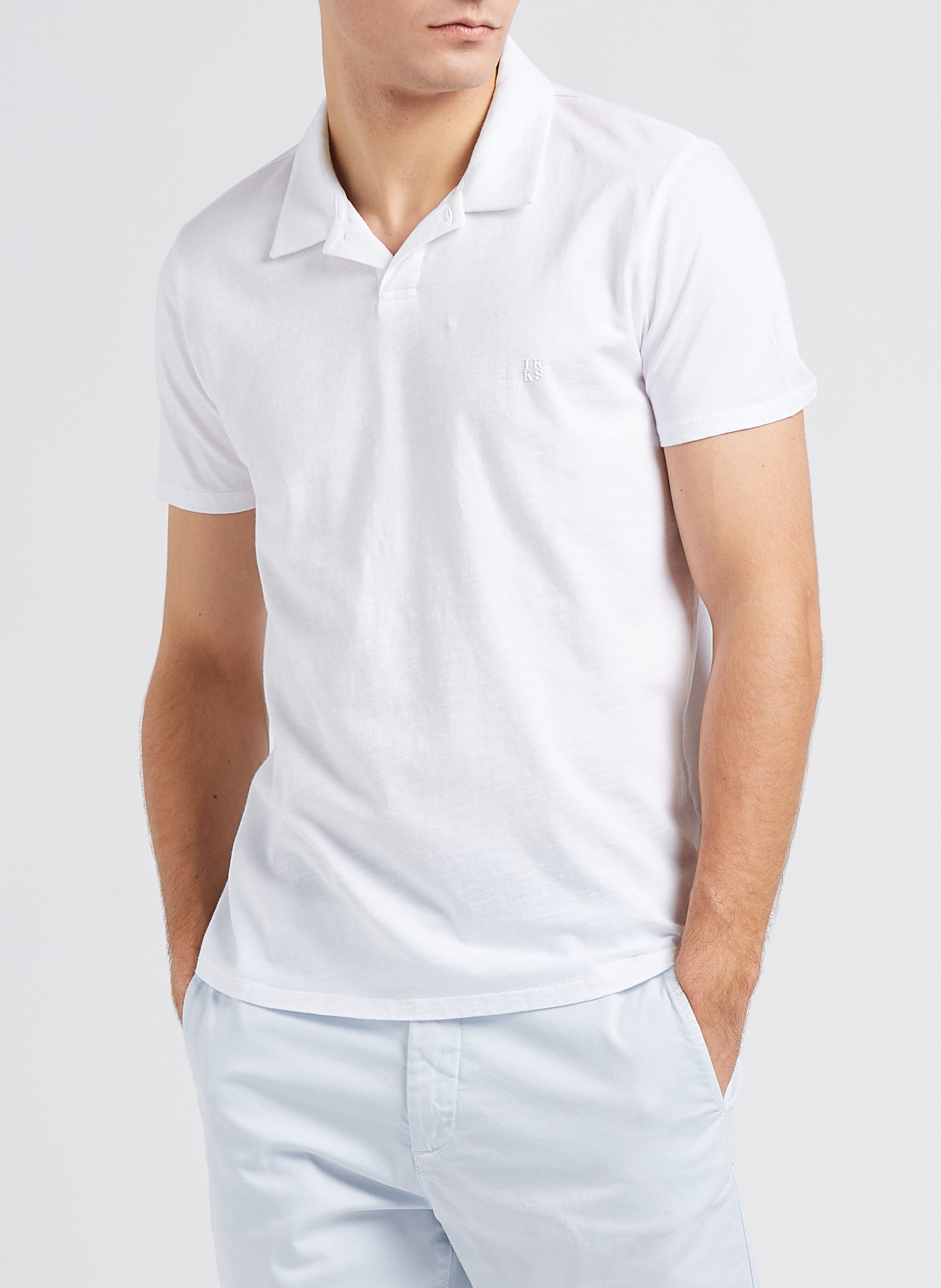 Polo regular-fit en coton flammé IKKS Blanc