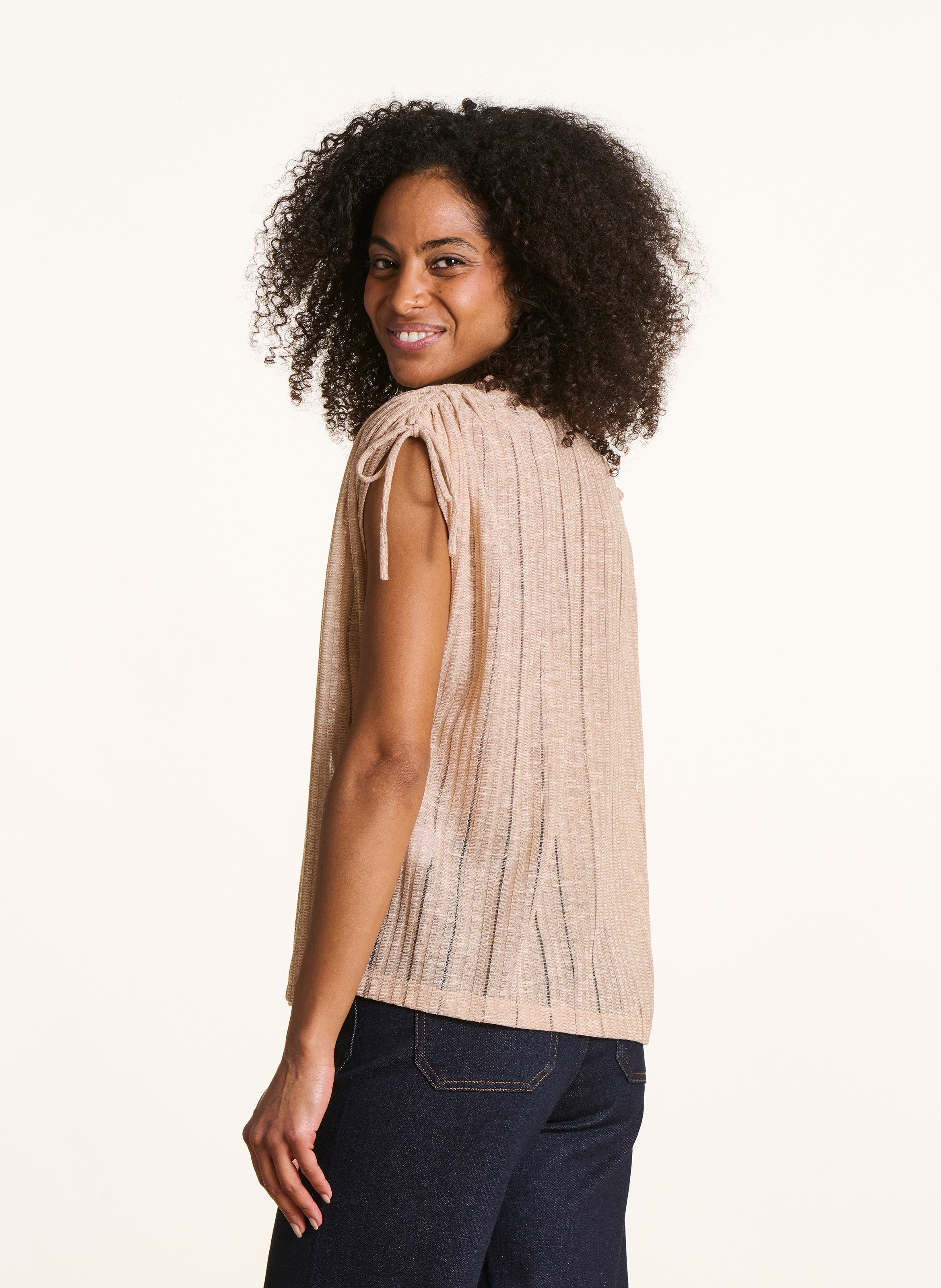 Oversized V-neck shiny top LA FEE MARABOUTEE Yellow