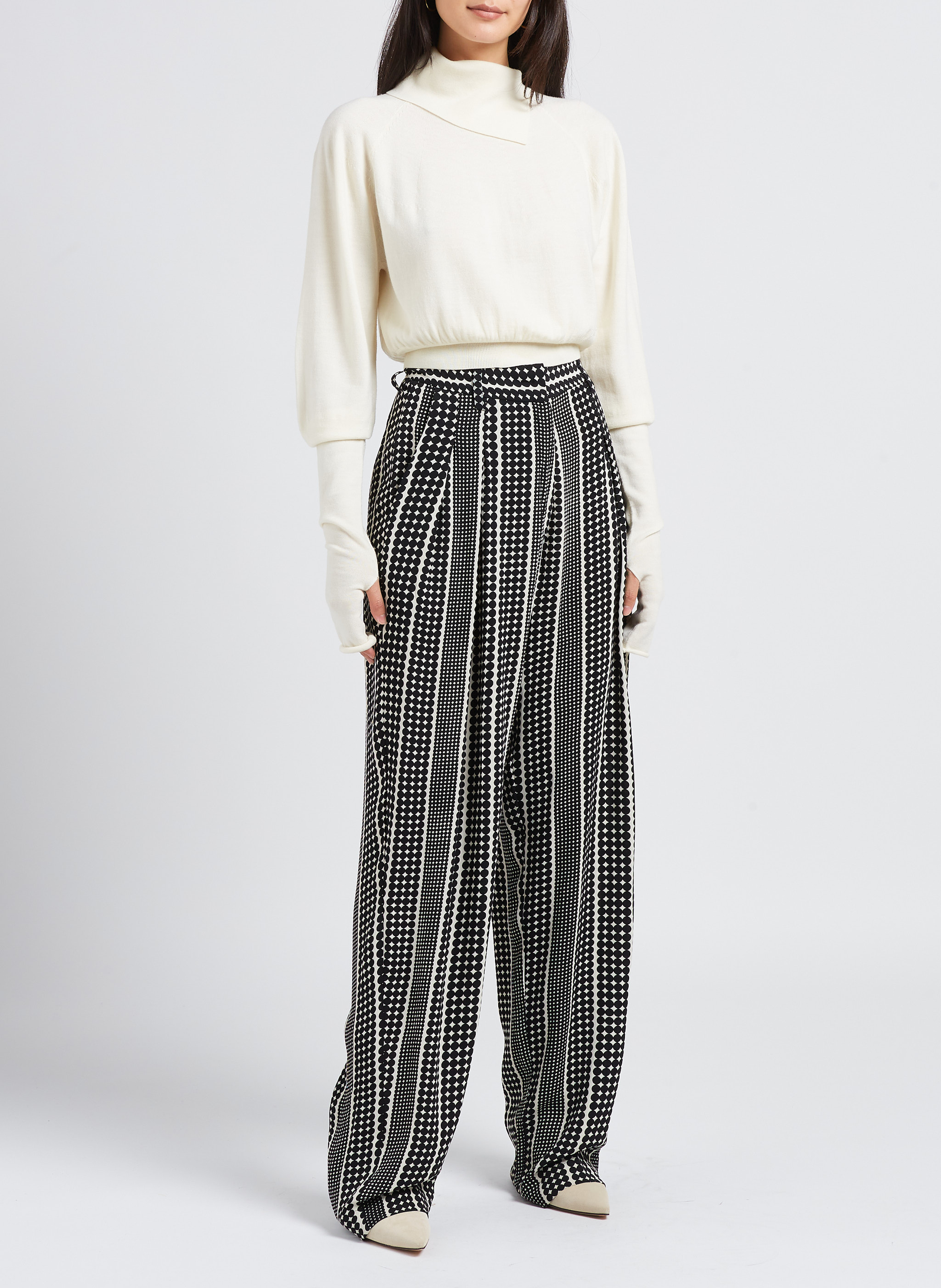 Pull en laine droit LAURENCE BRAS Blanc