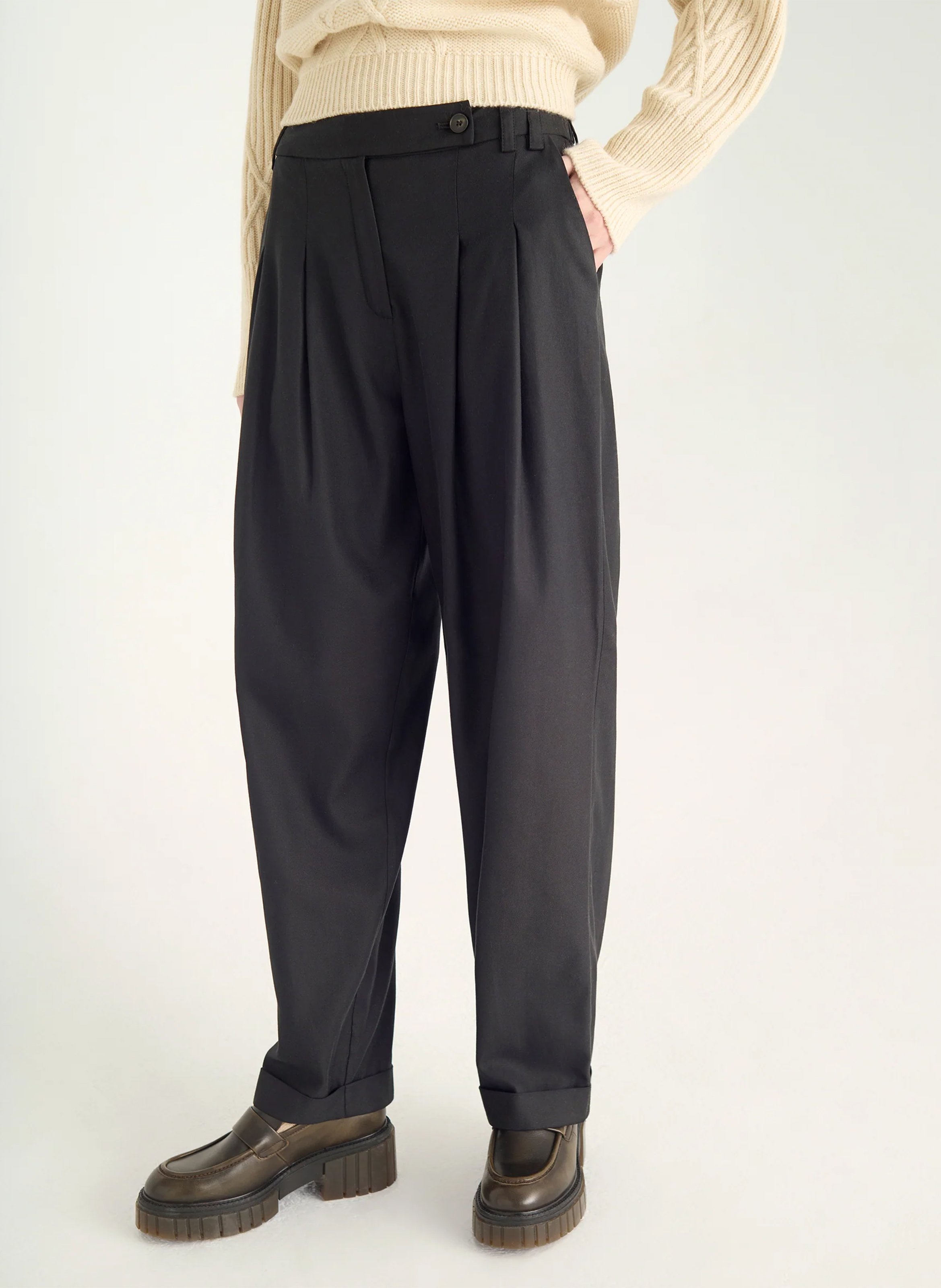 Hose, weit geschnitten - Mit Bundfalten ACOTE Schwarz