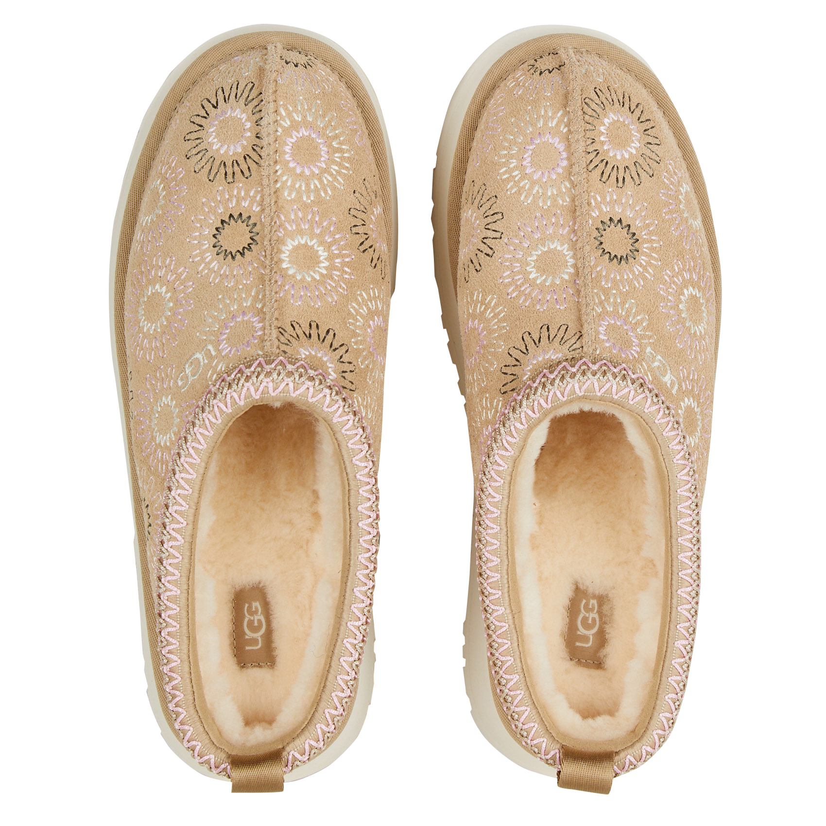 Sabots à plateformes brodés en cuir mélangé UGG Marron