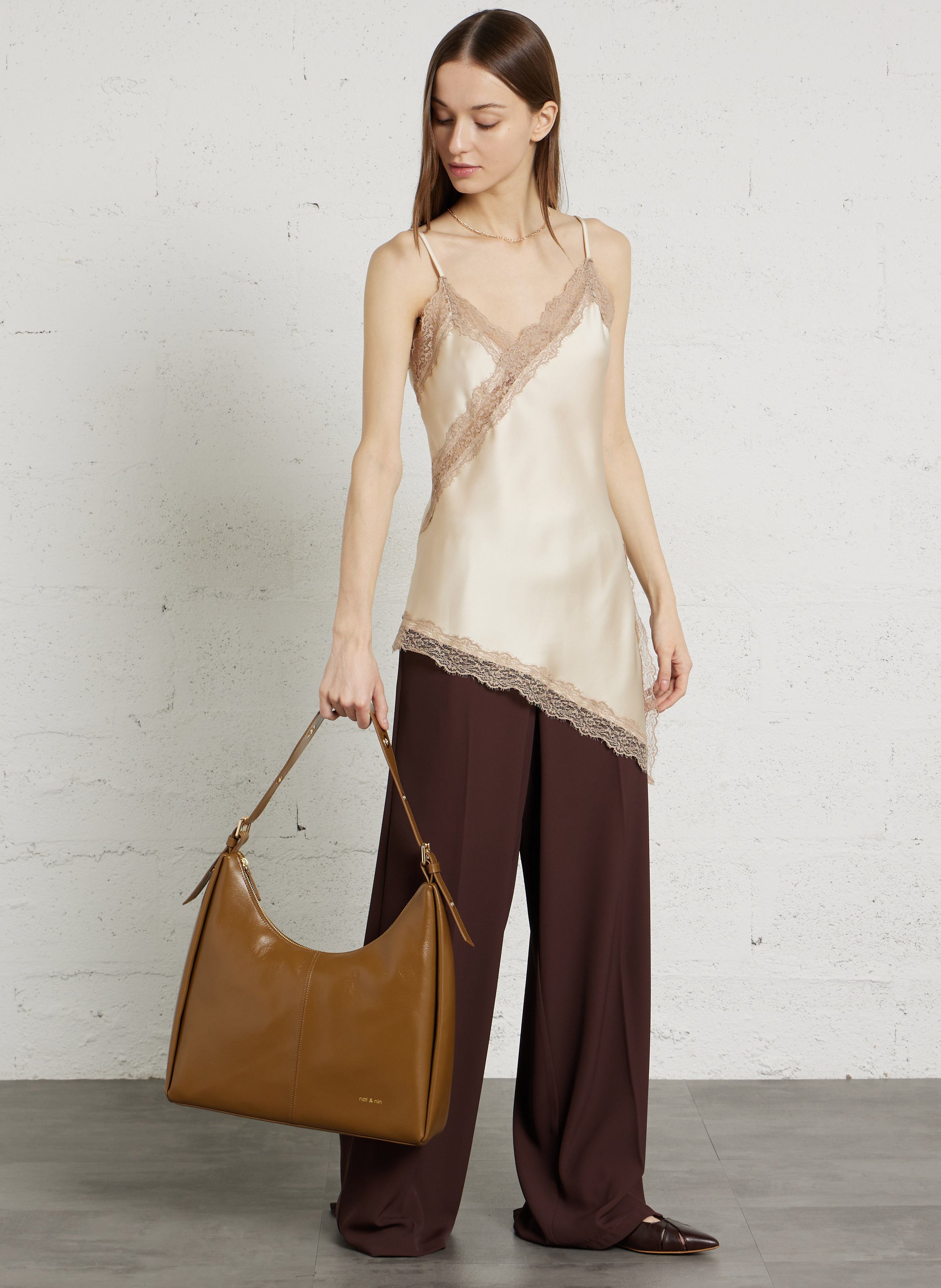 Sac porté épaule en cuir NAT & NIN Marron