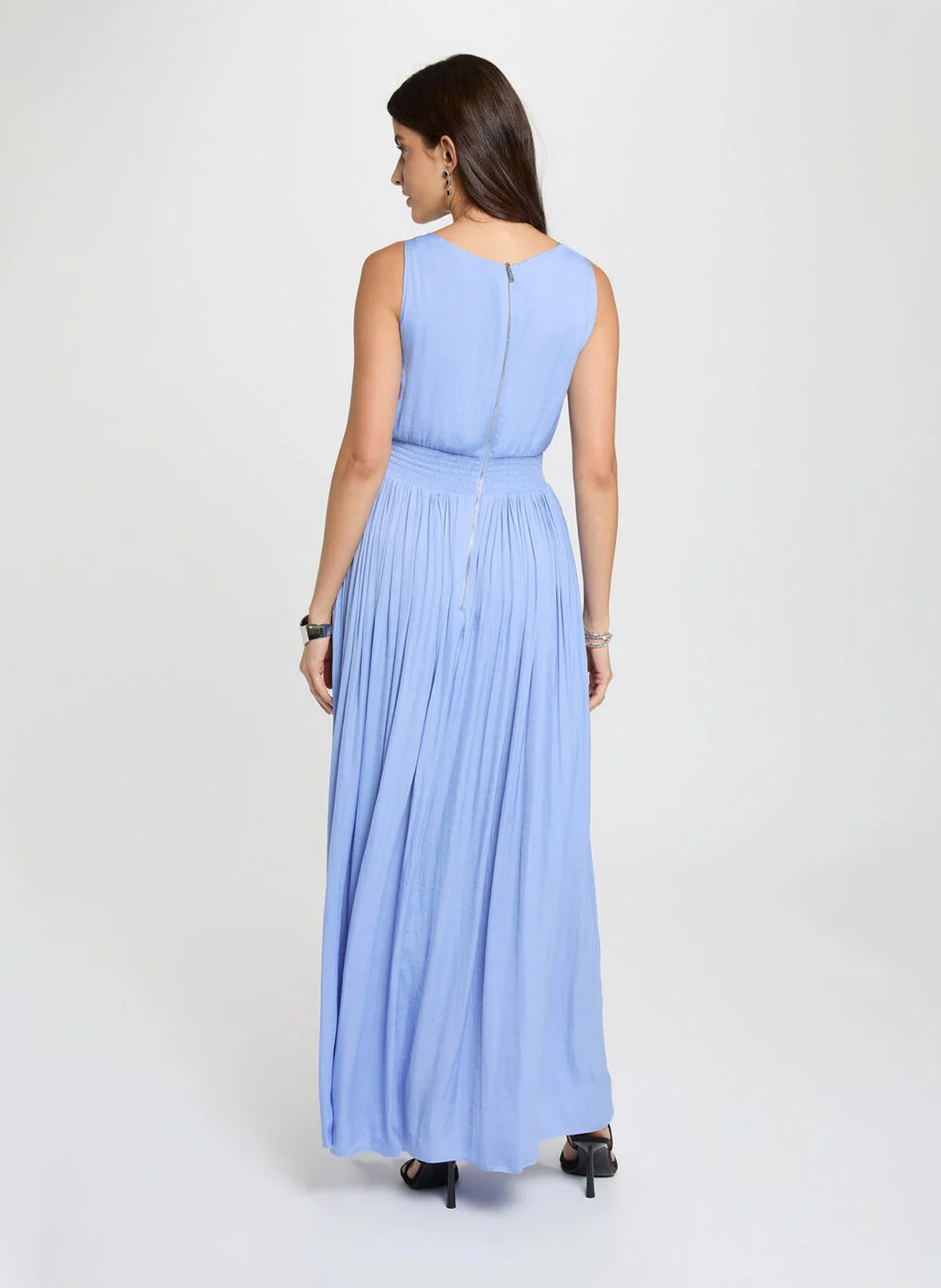 Long V-neck dress MORGAN Blue
