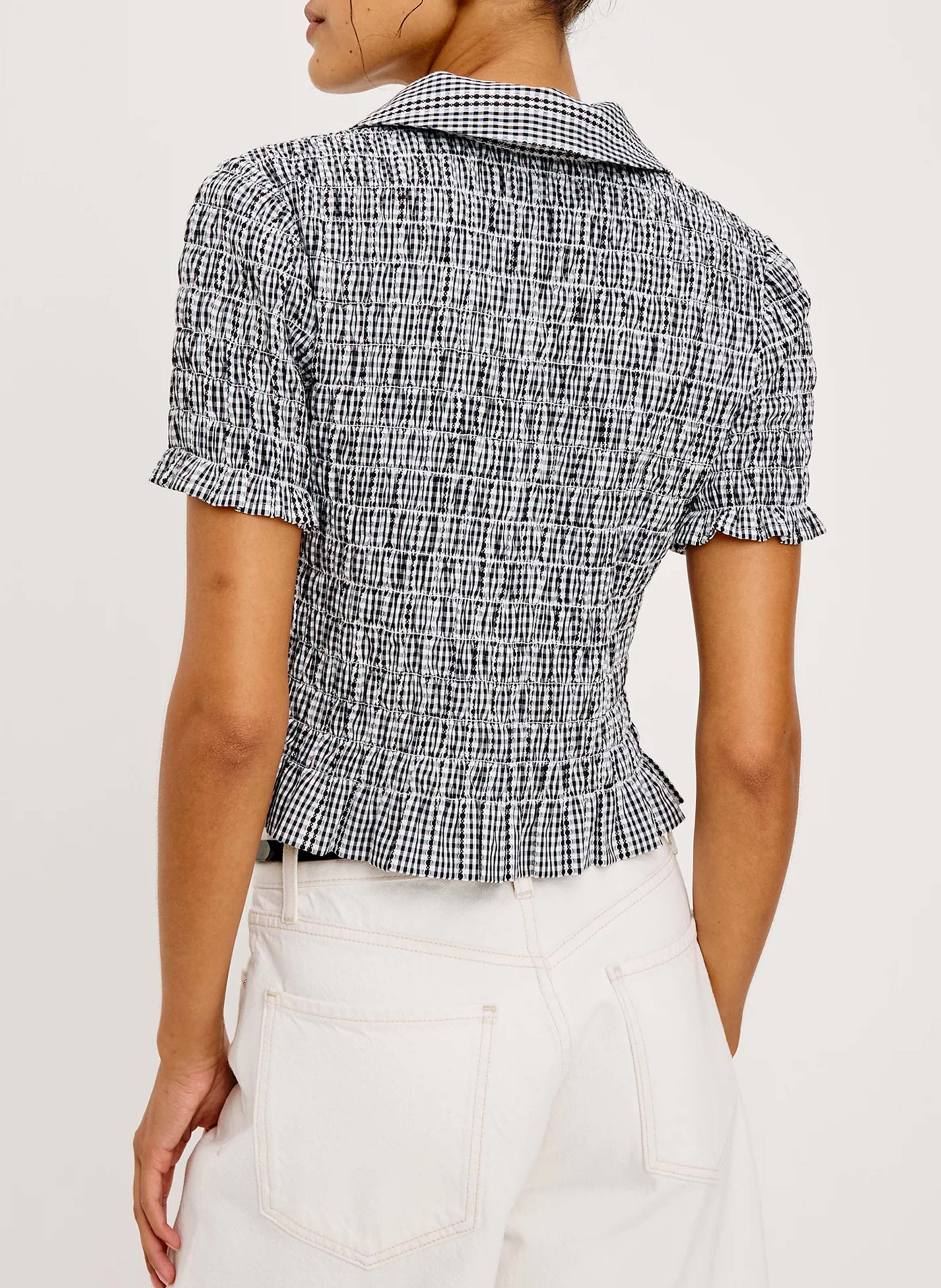 Taillierte Hemdbluse mit klassischem Kragen und Print RAILS Schwarz