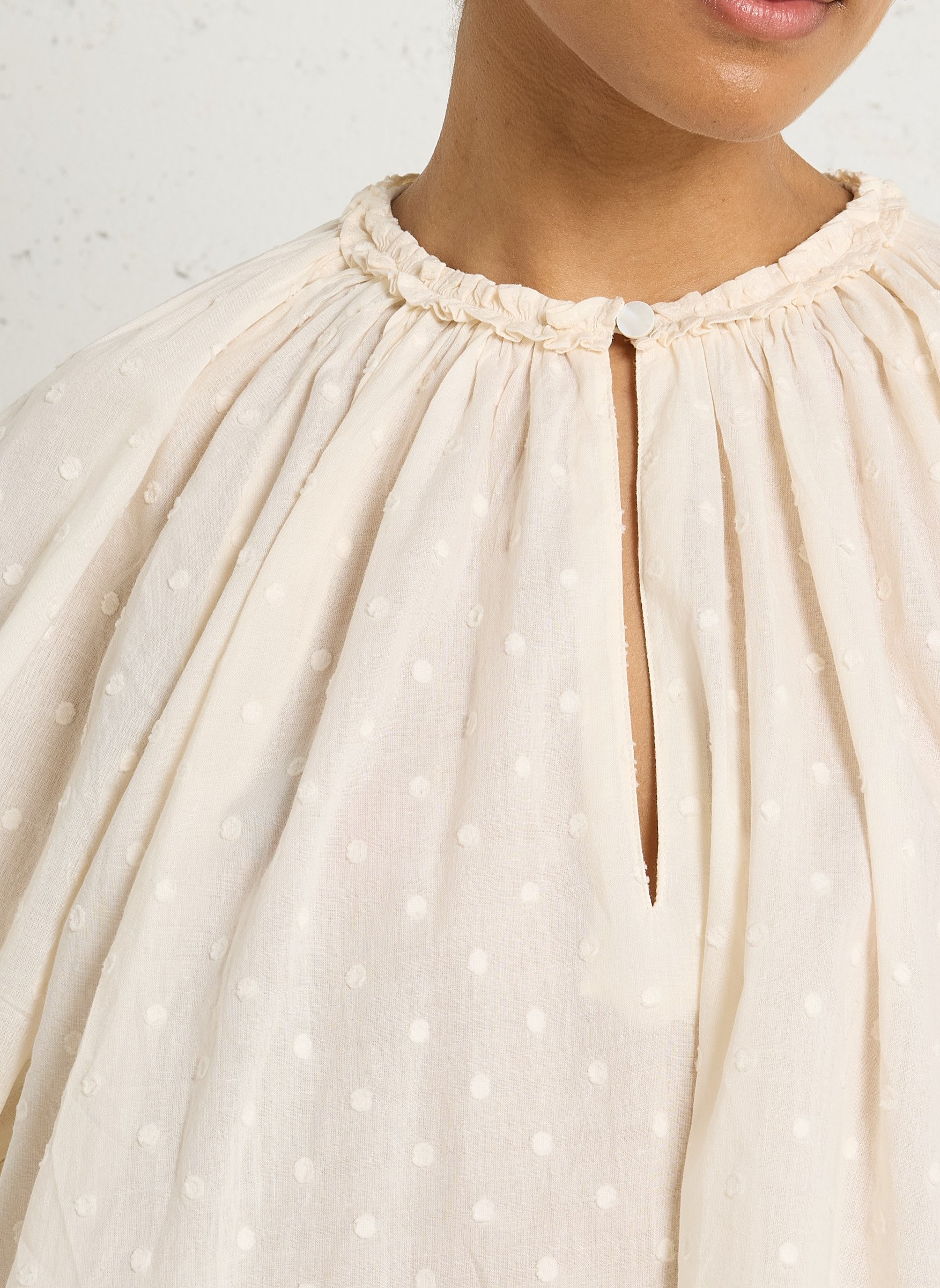 Blouse oversize col rond en coton  BELLEPIECE Beige