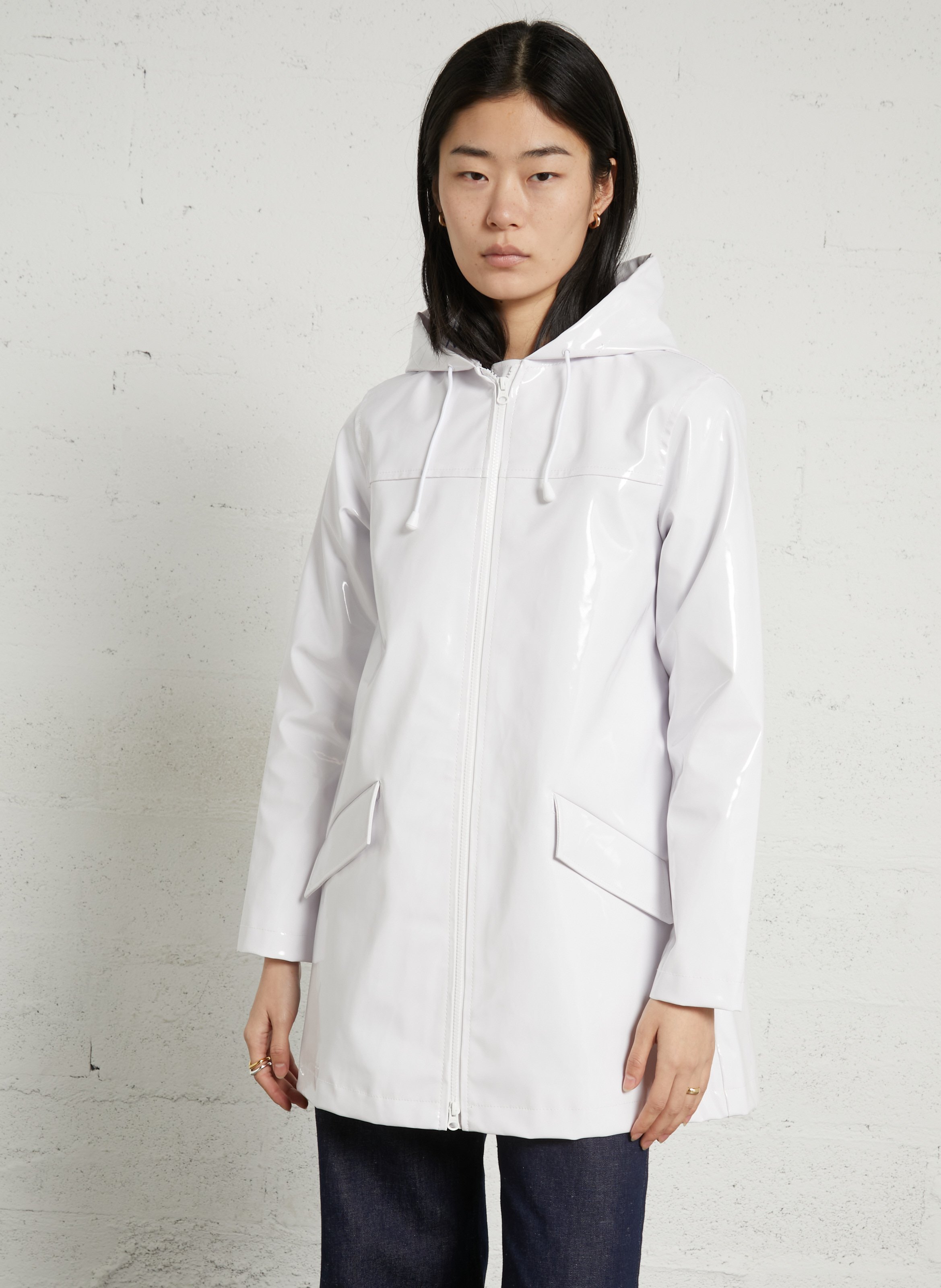Waxed straight parka with hood ARMOR LUX White