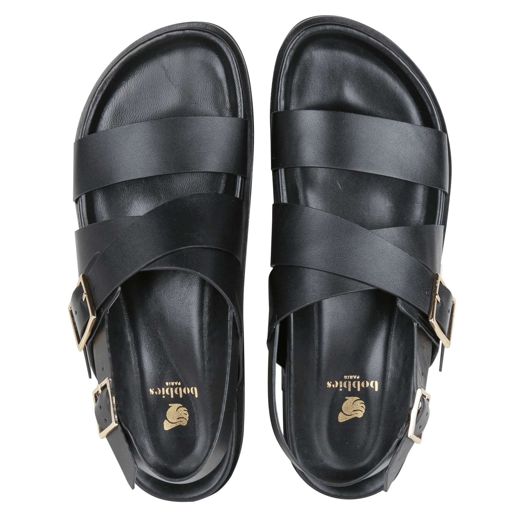 Avarca Berlin - Flache Ledersandalen mit Samt BOBBIES Schwarz