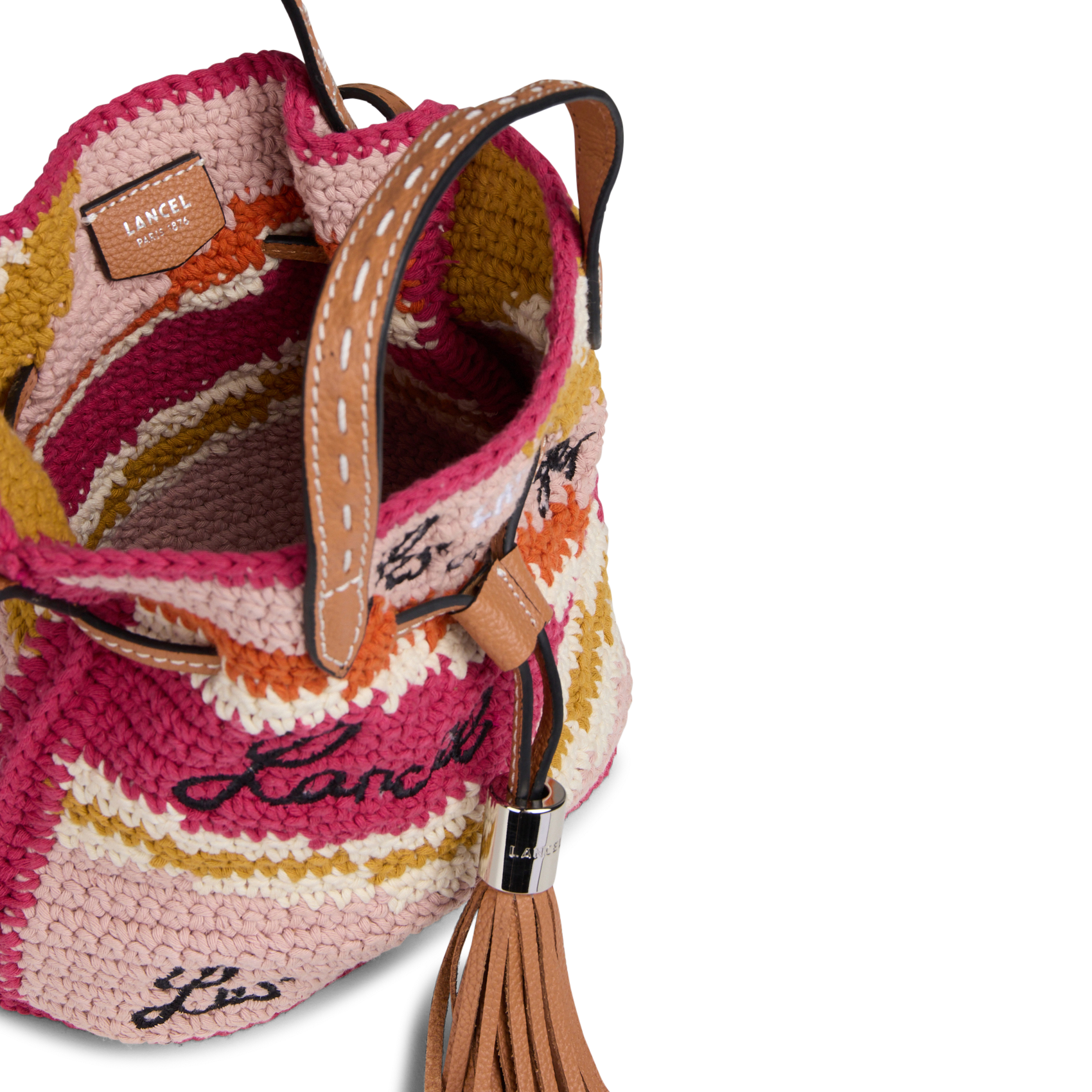 Sac sceau imprimé à broderies LANCEL Multicolore