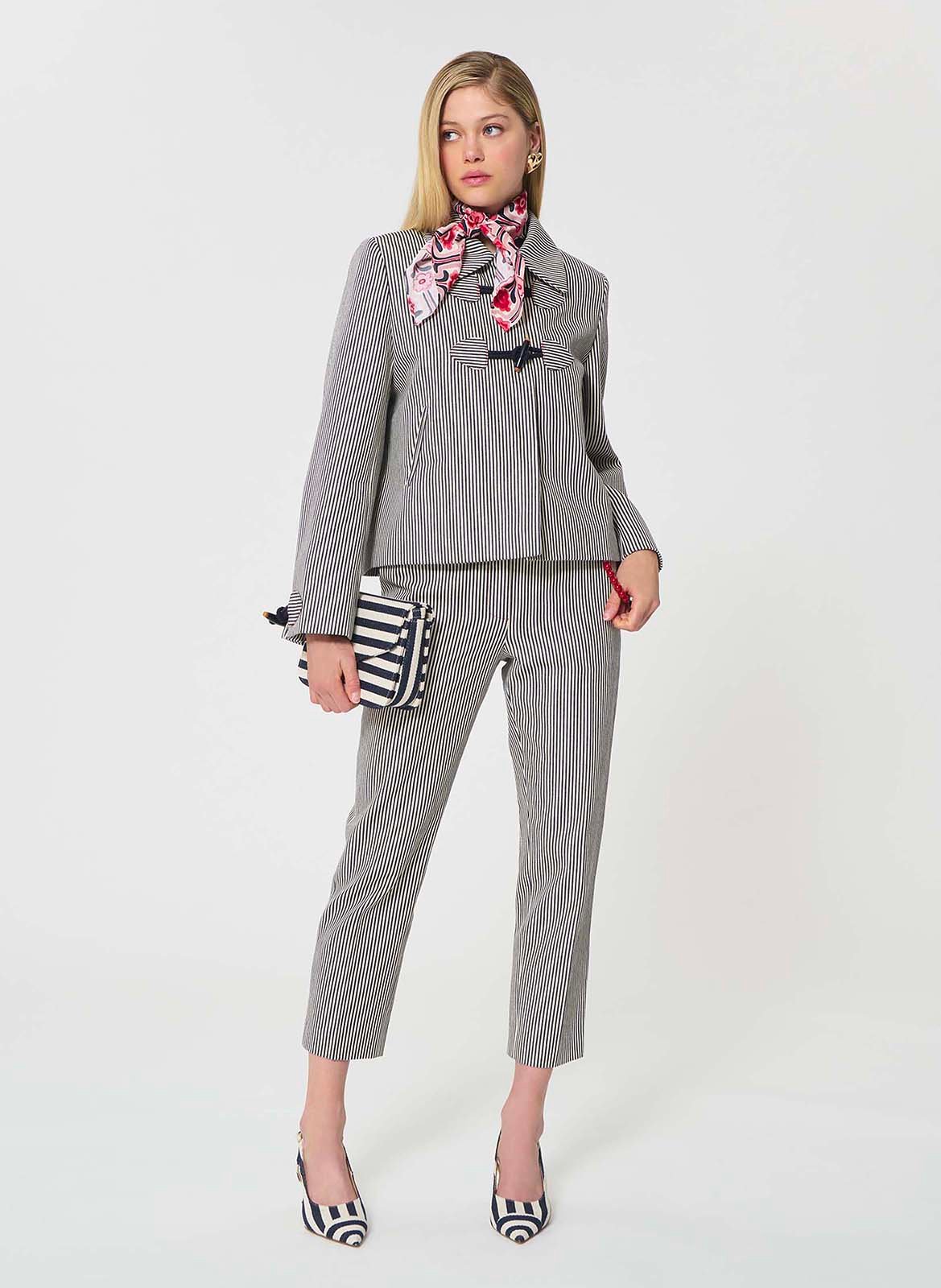 Manteau court à rayures TARA JARMON Beige