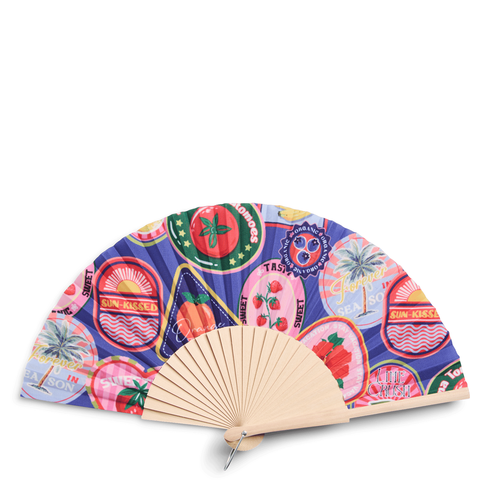 Eventail imprimé PIECES Bleu